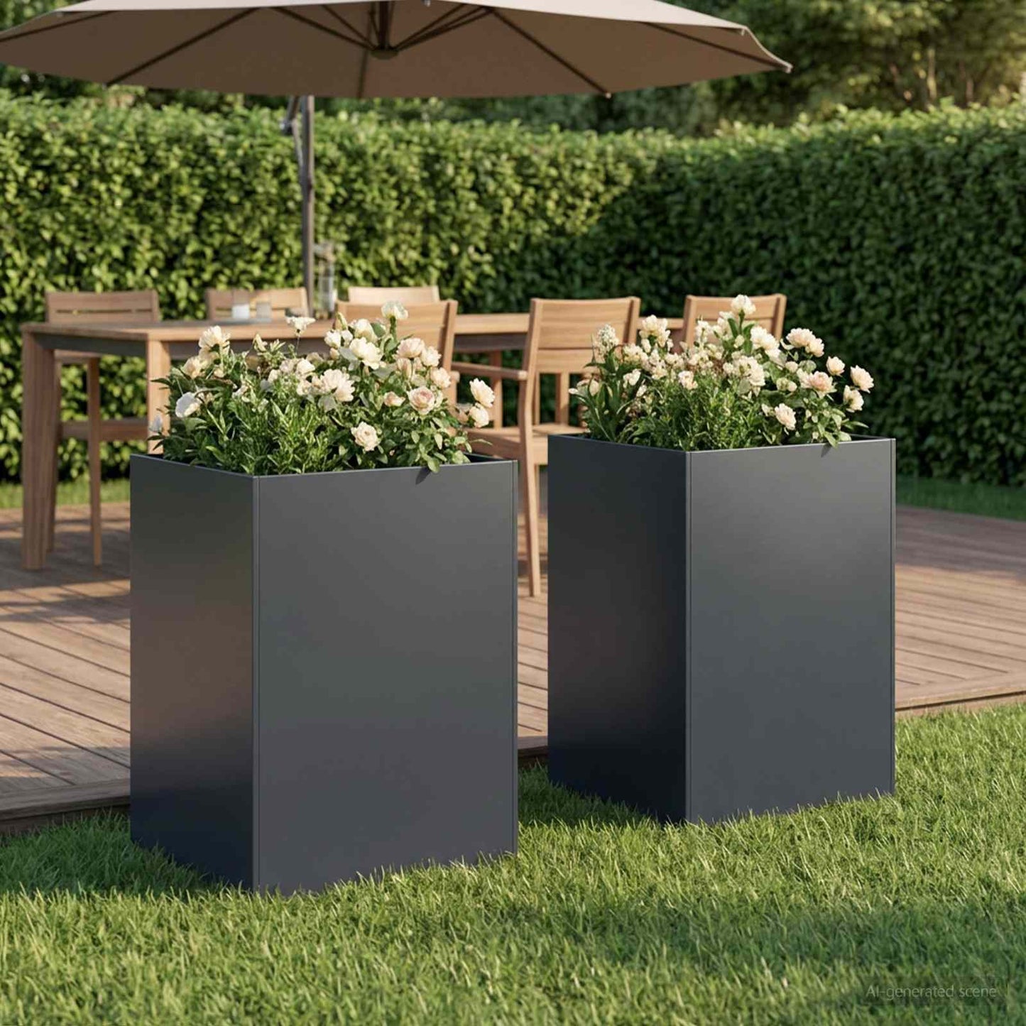 Hageblomsterpotte 2 stk. Antrasitt 40 x 40 x 75 cm