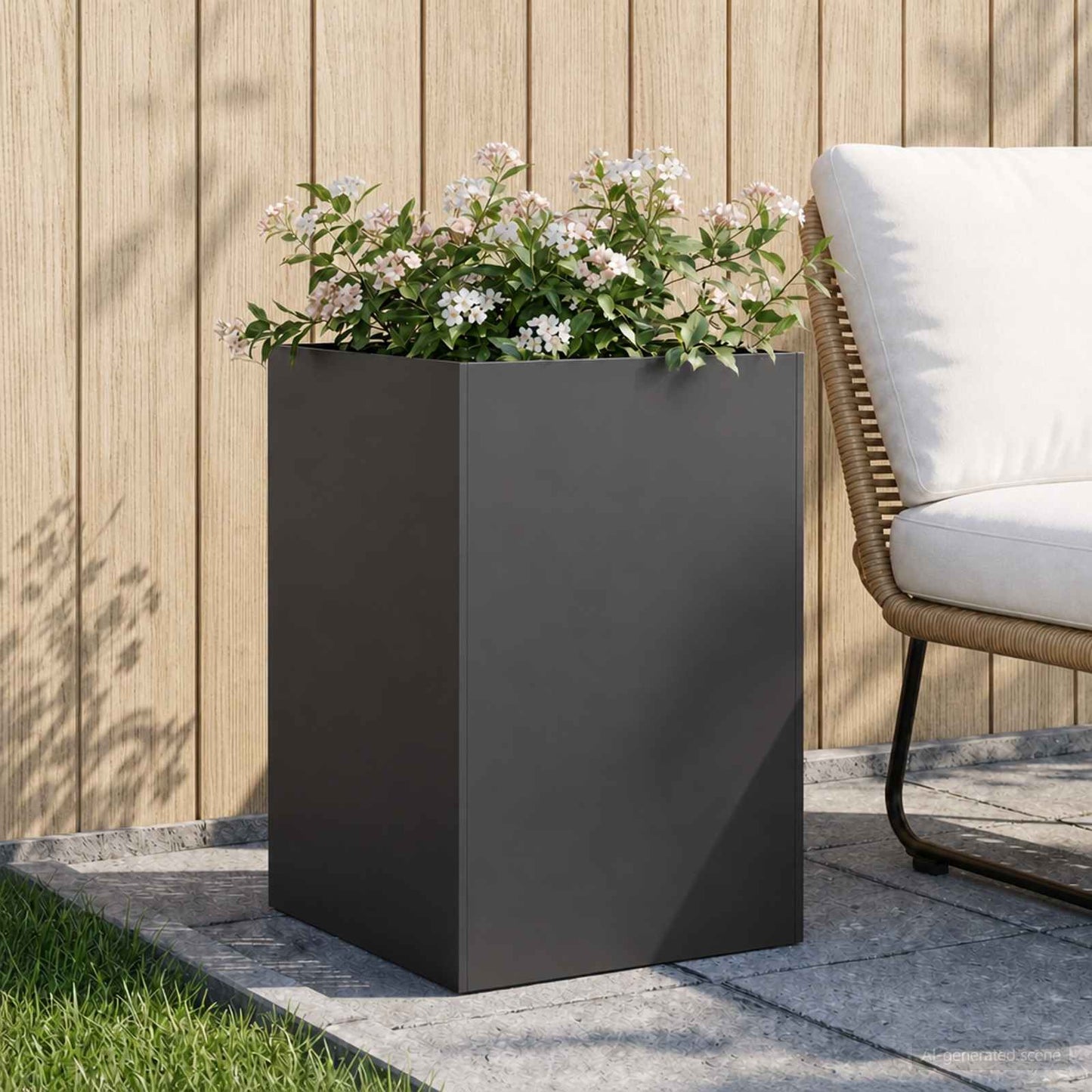 Hageblomsterpotte Svart 50 x 50 x 75 cm Kaldvalsestål