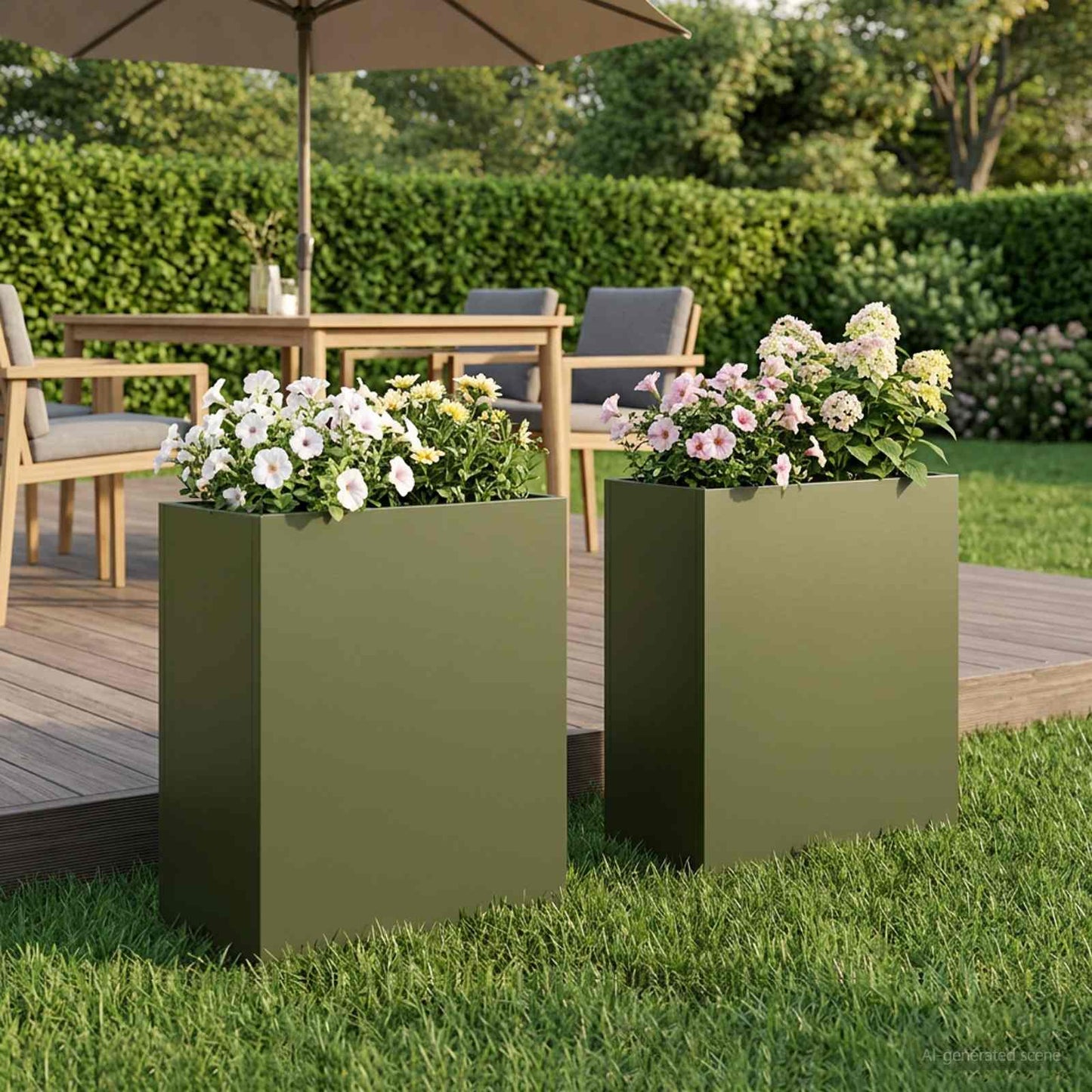Hageblomsterpotte 2 stk. Olivengrønn 40 x 20 x 40 cm