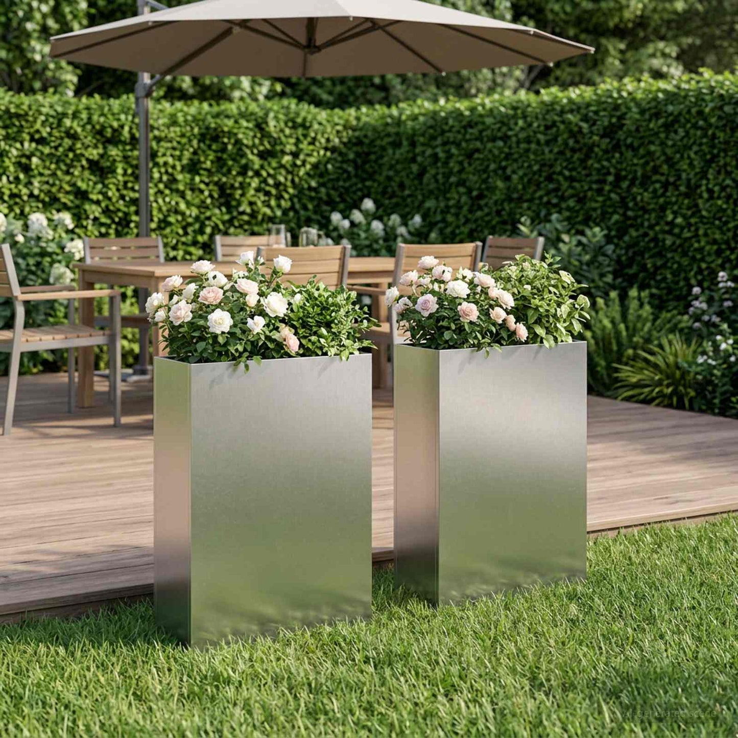 Hageblomsterpotte 2 stk. Sølv 40 x 20 x 75 cm Rustfritt stål