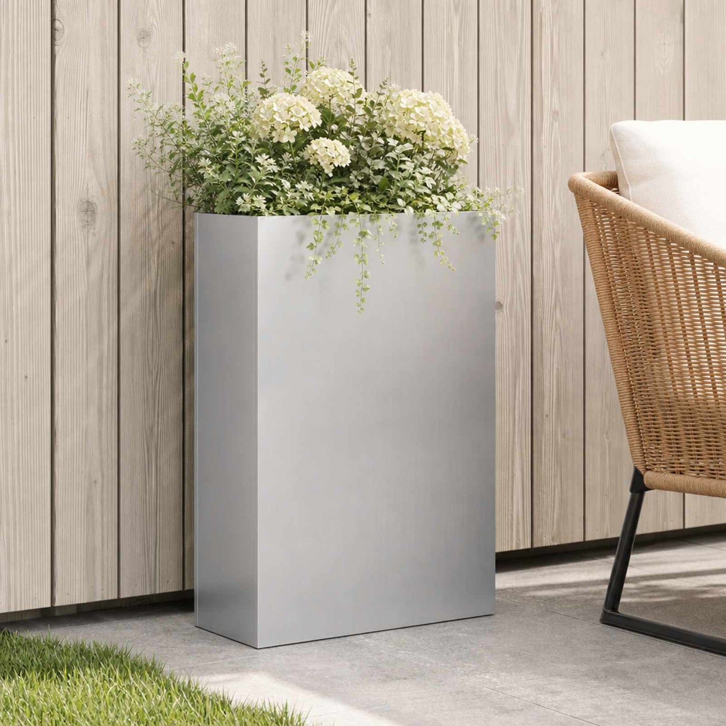 Hageblomsterpotte Sølv 40 x 20 x 75 cm Galvanisert stål