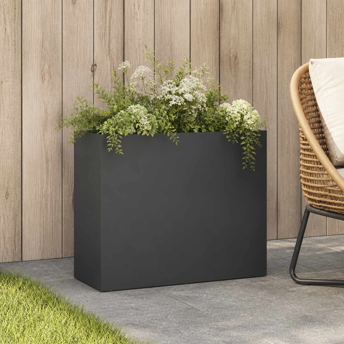 Hageblomsterpotte Antrasitt 50 x 20 x 40 cm Kaldvalsestål