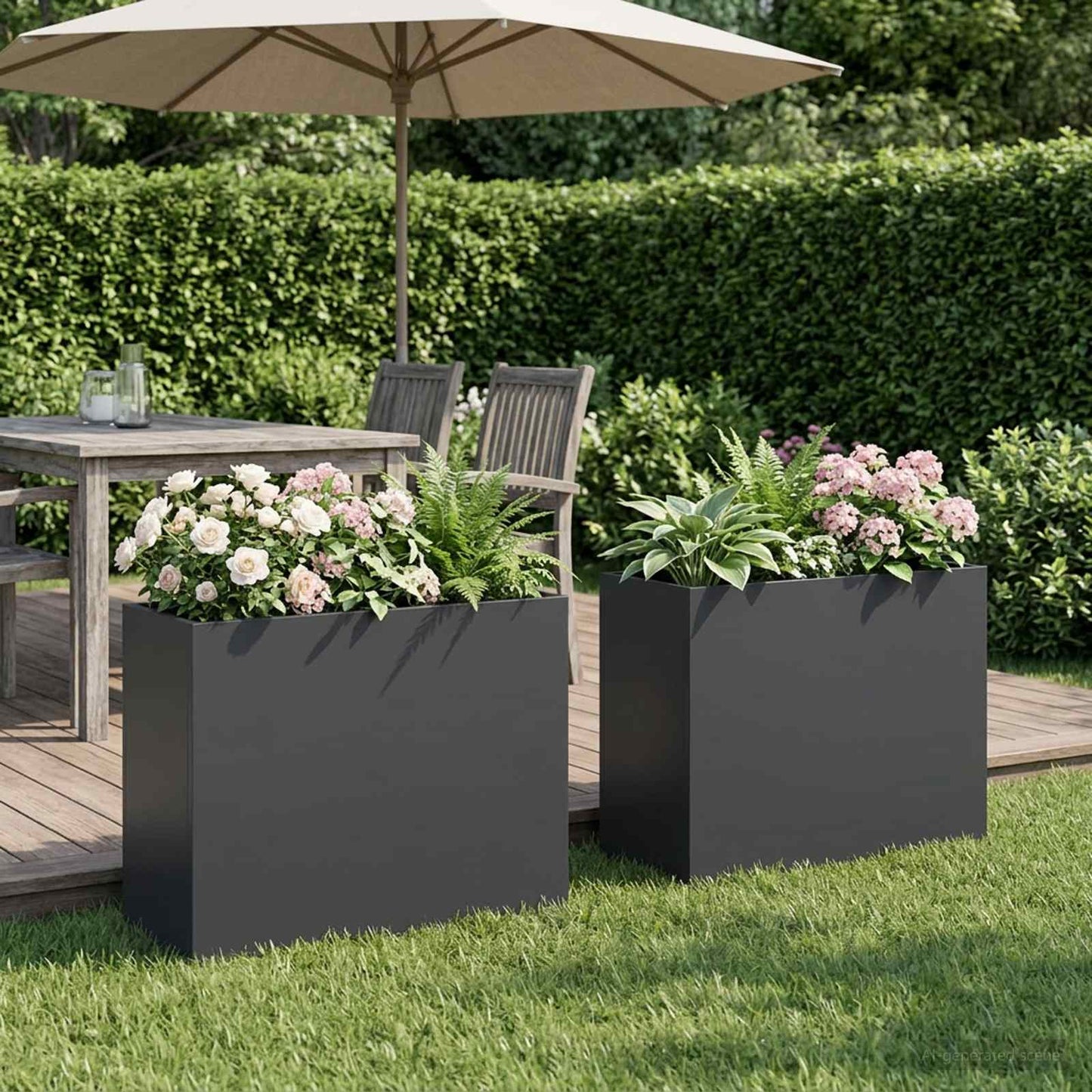 Hageblomsterpotte 2 stk. Antrasitt 50 x 20 x 40 cm