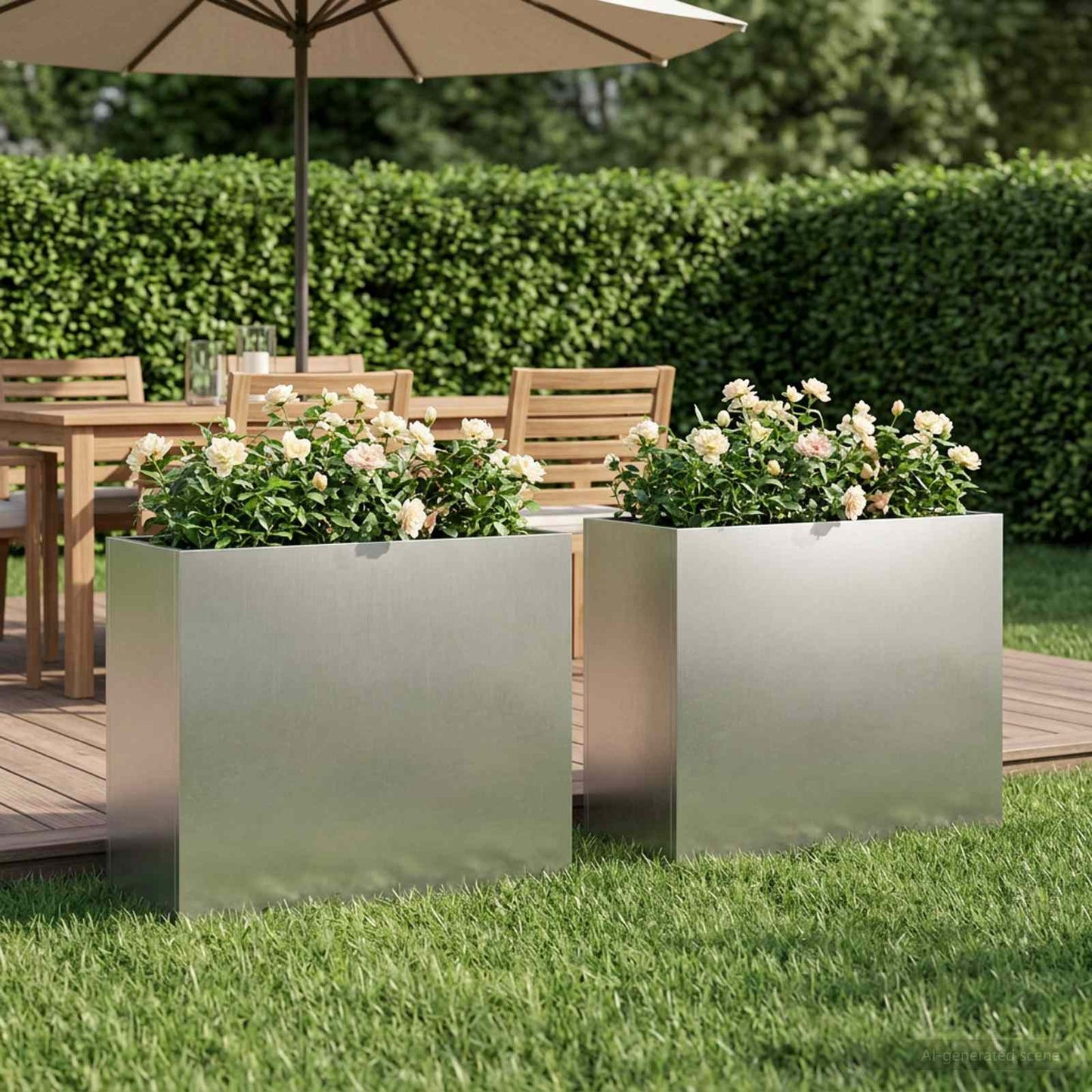 Hageblomsterpotte 2 stk. Sølv 50 x 20 x 40 cm Rustfritt stål