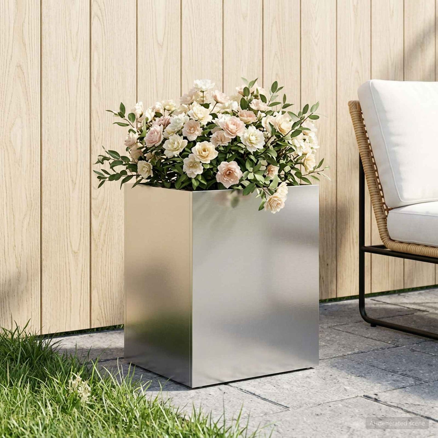 Hageblomsterpotte Sølv 40 x 30 x 50 cm Rustfritt stål