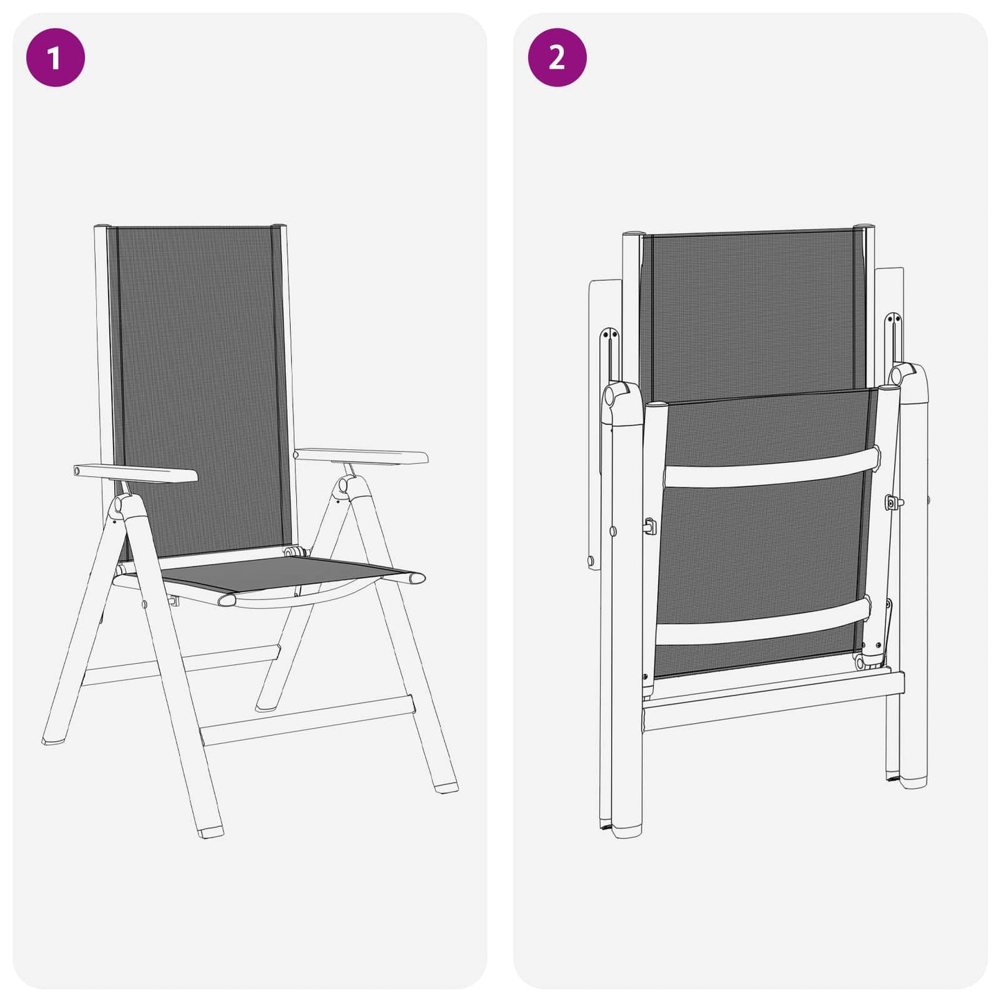 Recliner Hage Stoler 2 pcs Svart 58 x 73 x 111,5 cm Textilene