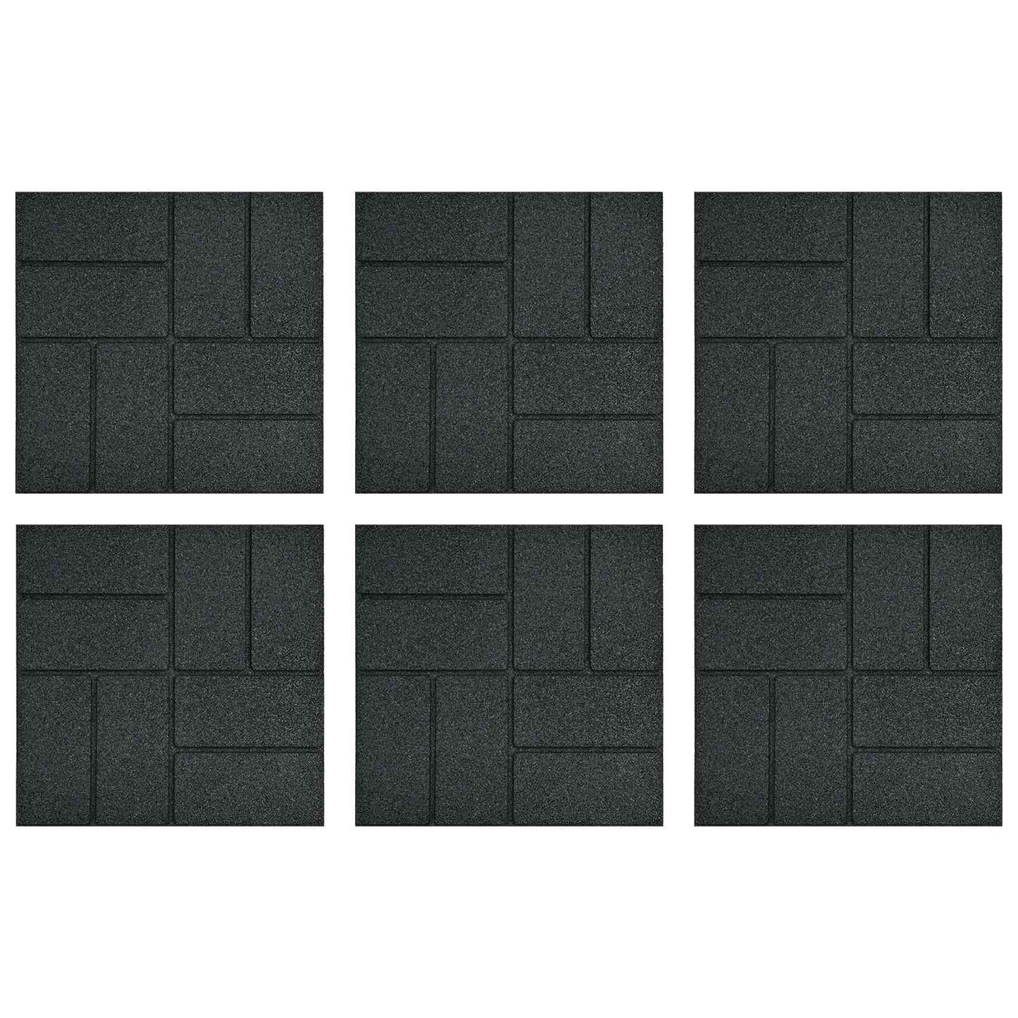 Stepping Stone 6 pcs Svart 40,5 x 40,5 x 2 cm Gummi