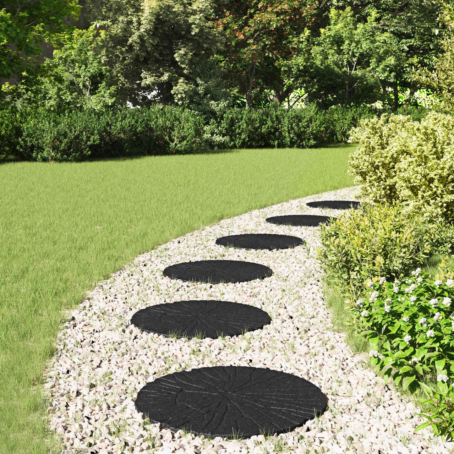 Stepping Stone 6 pcs Svart Ø 45 x 1,8 cm Gummi