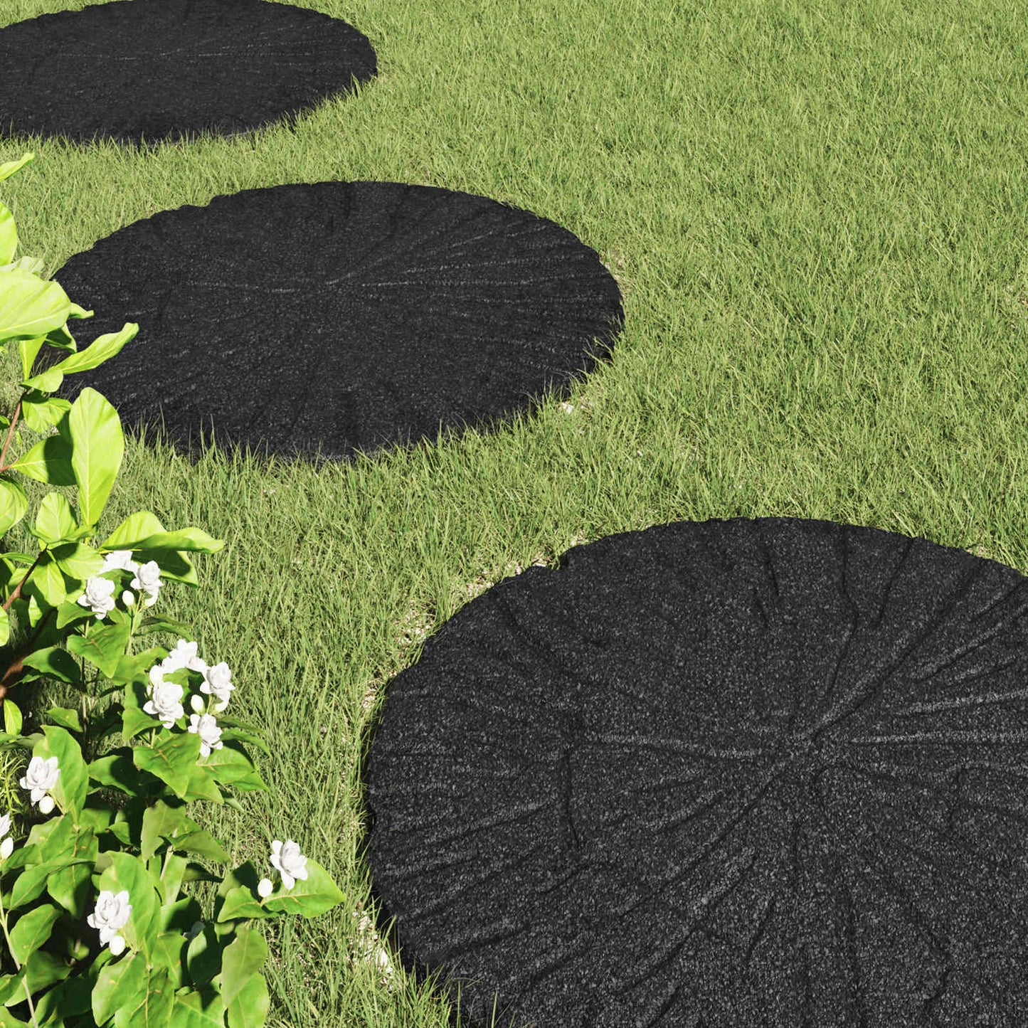 Stepping Stone 6 pcs Svart Ø 45 x 1,8 cm Gummi