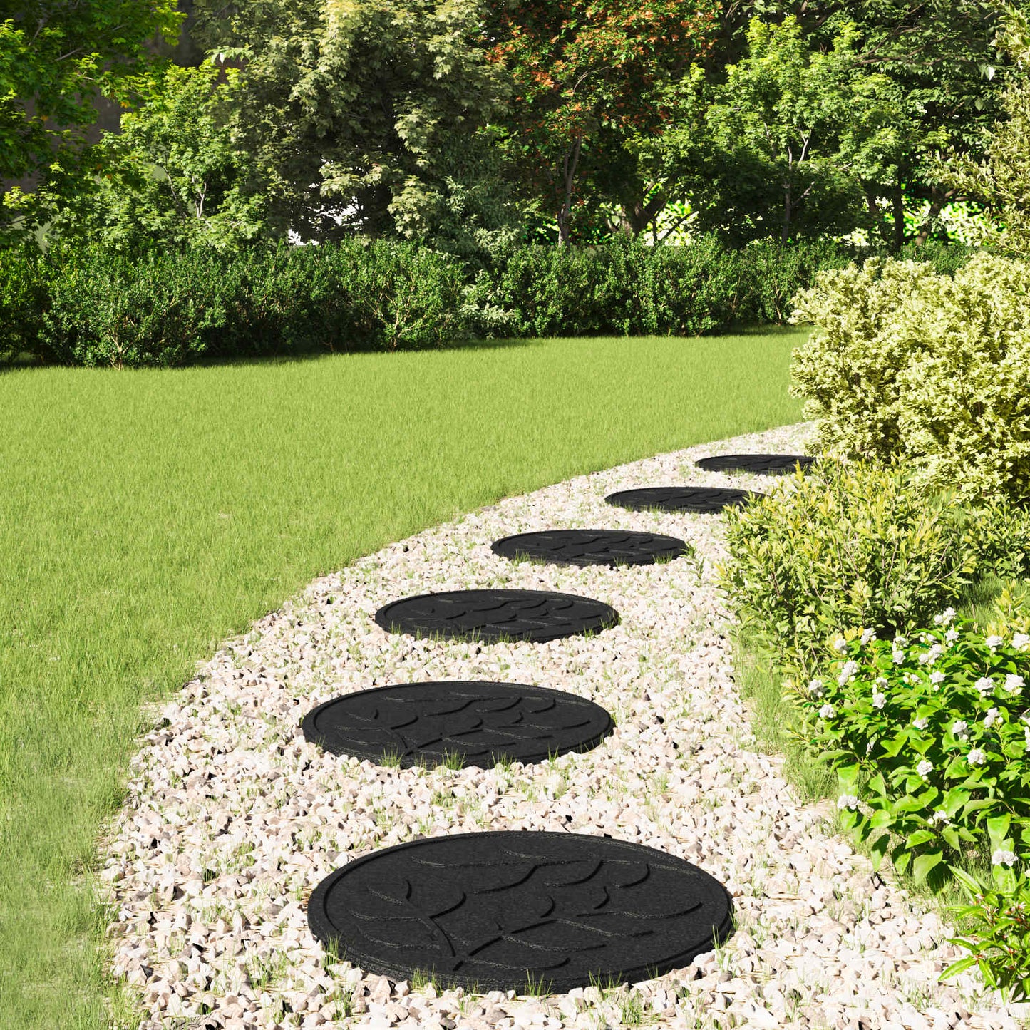 Stepping Stone 6 pcs Svart Ø 44 x 2 cm Gummi vidaXL