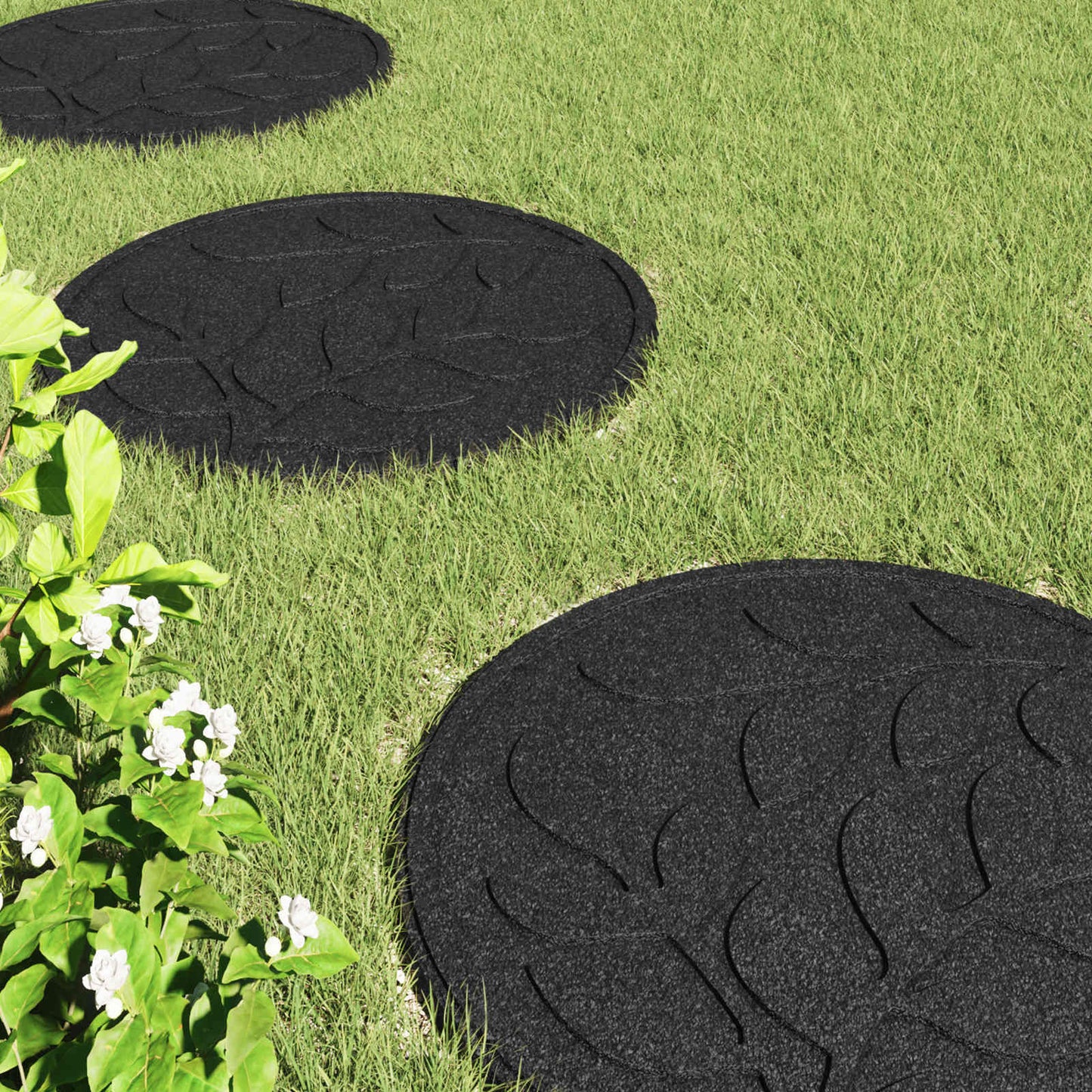 Stepping Stone 6 pcs Svart Ø 44 x 2 cm Gummi vidaXL