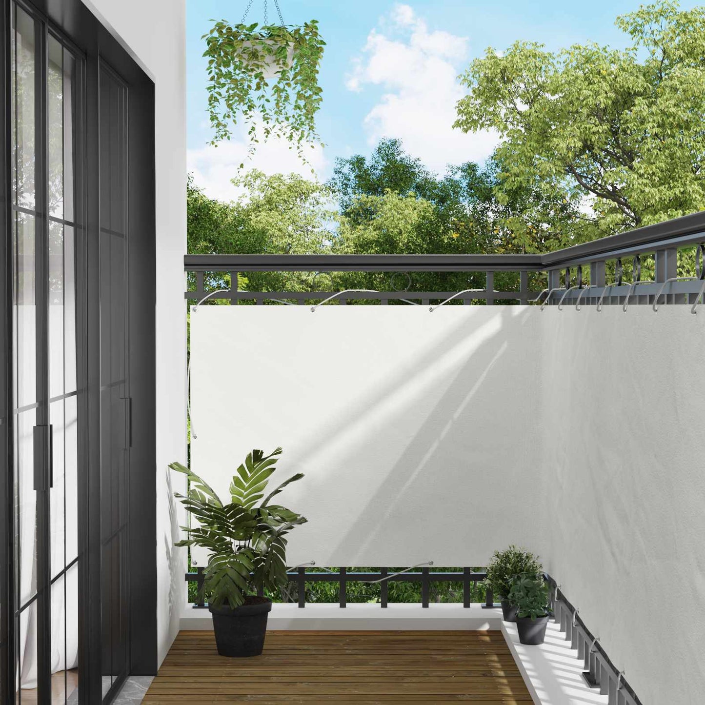 Balkong Skjerm Hvit 110 x 600 cm Oxford Stoff