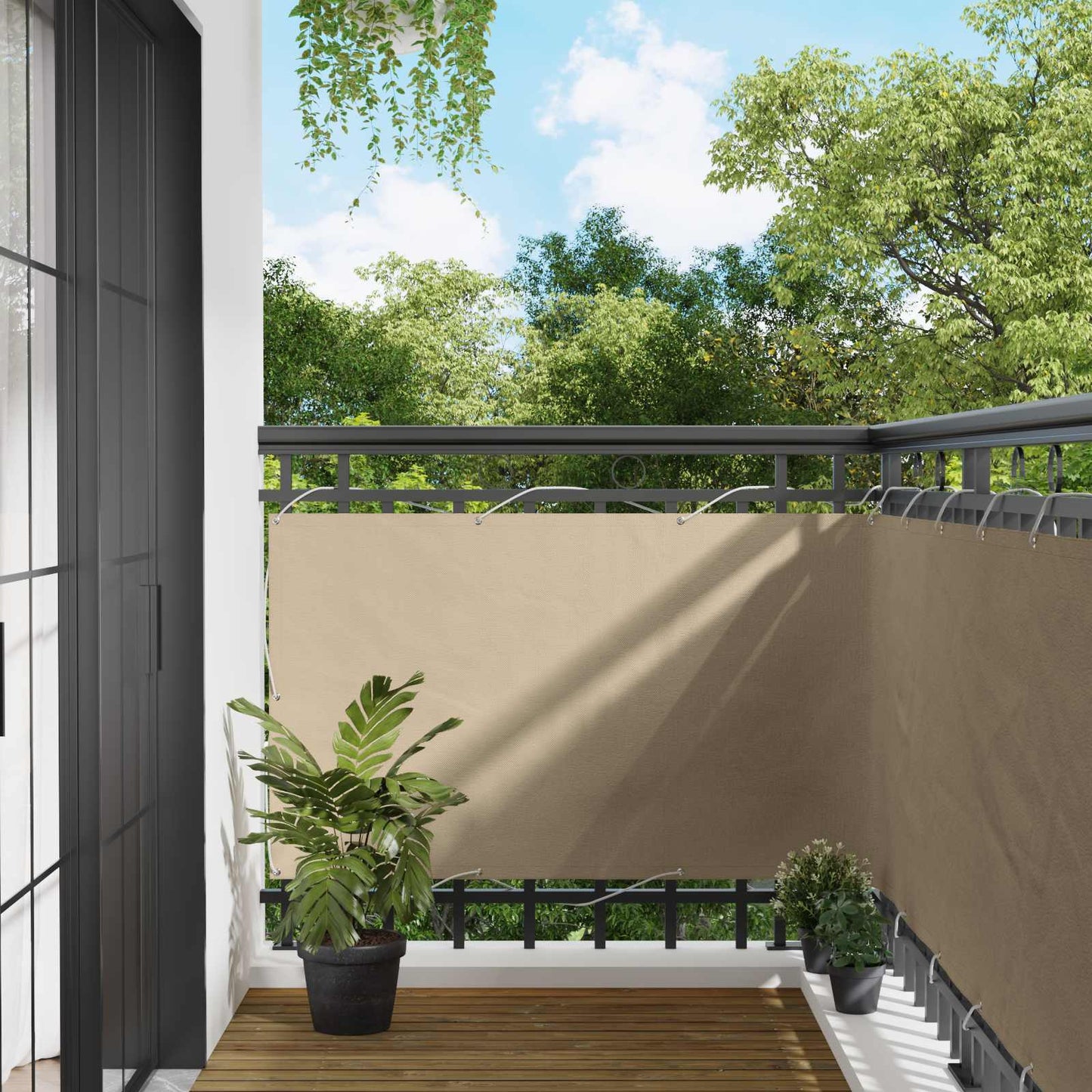 Balkong Skjerm 90 x 200 cm PU-belagt oxford alu