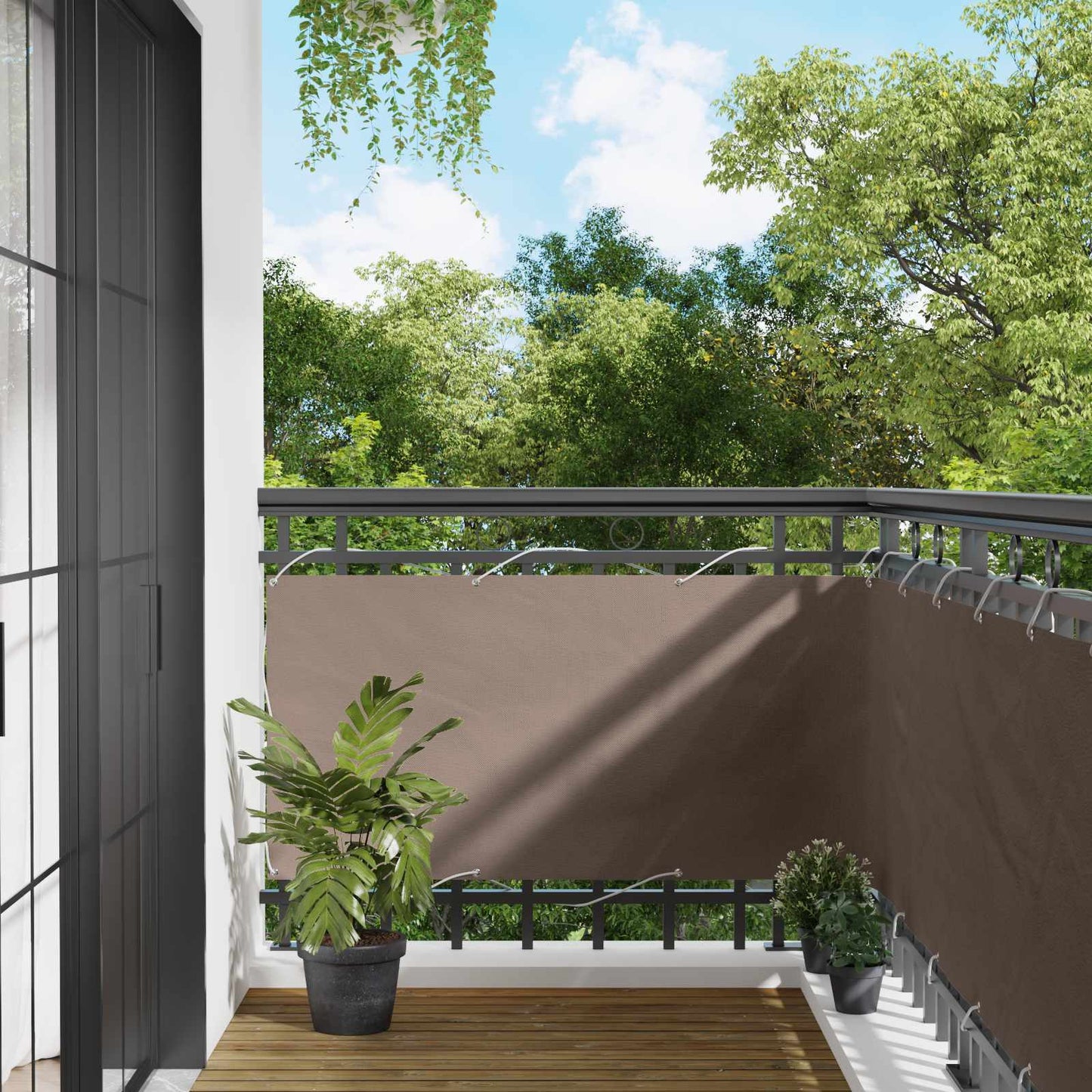 Balkong Skjerm 75 x 200 cm PU-belagt oxford alu