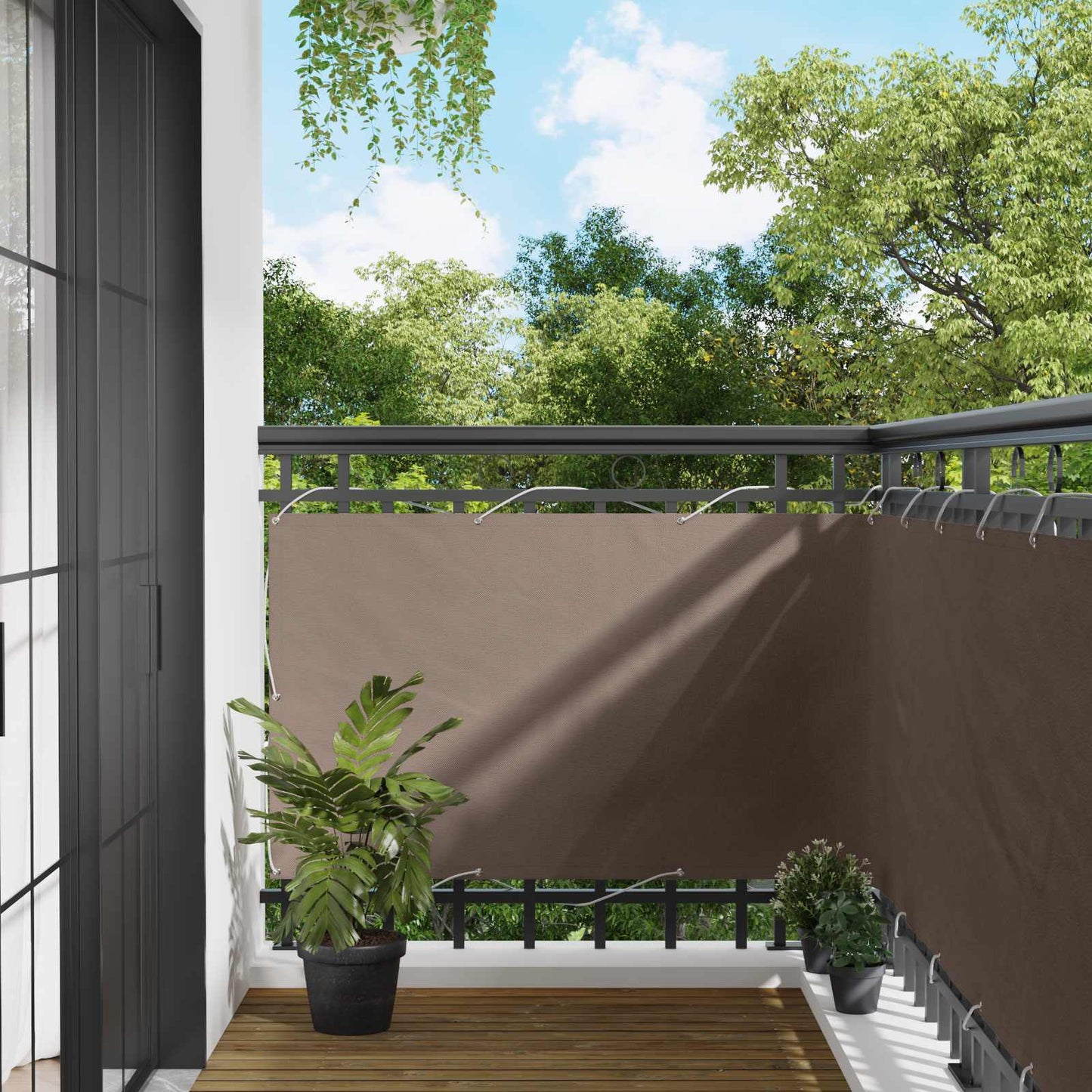 Balkong Skjerm 90 x 200 cm PU-belagt oxford alu
