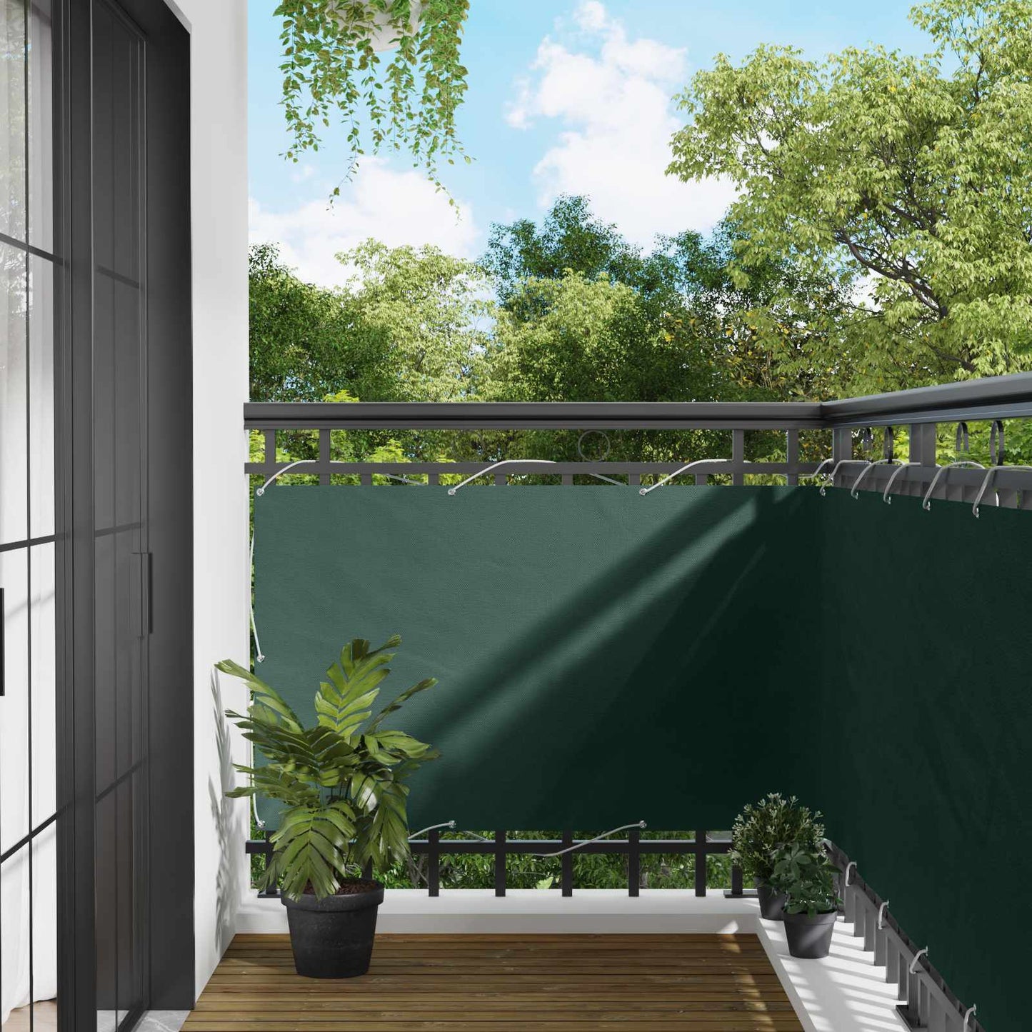 Balkong Skjerm Mørkegrønn 100 x 200 cm Oxford Stoff