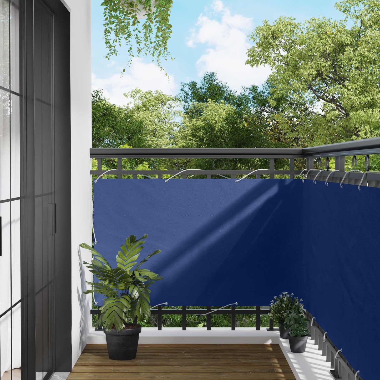 Balkong Skjerm Blå 100 x 400 cm Oxford Stoff