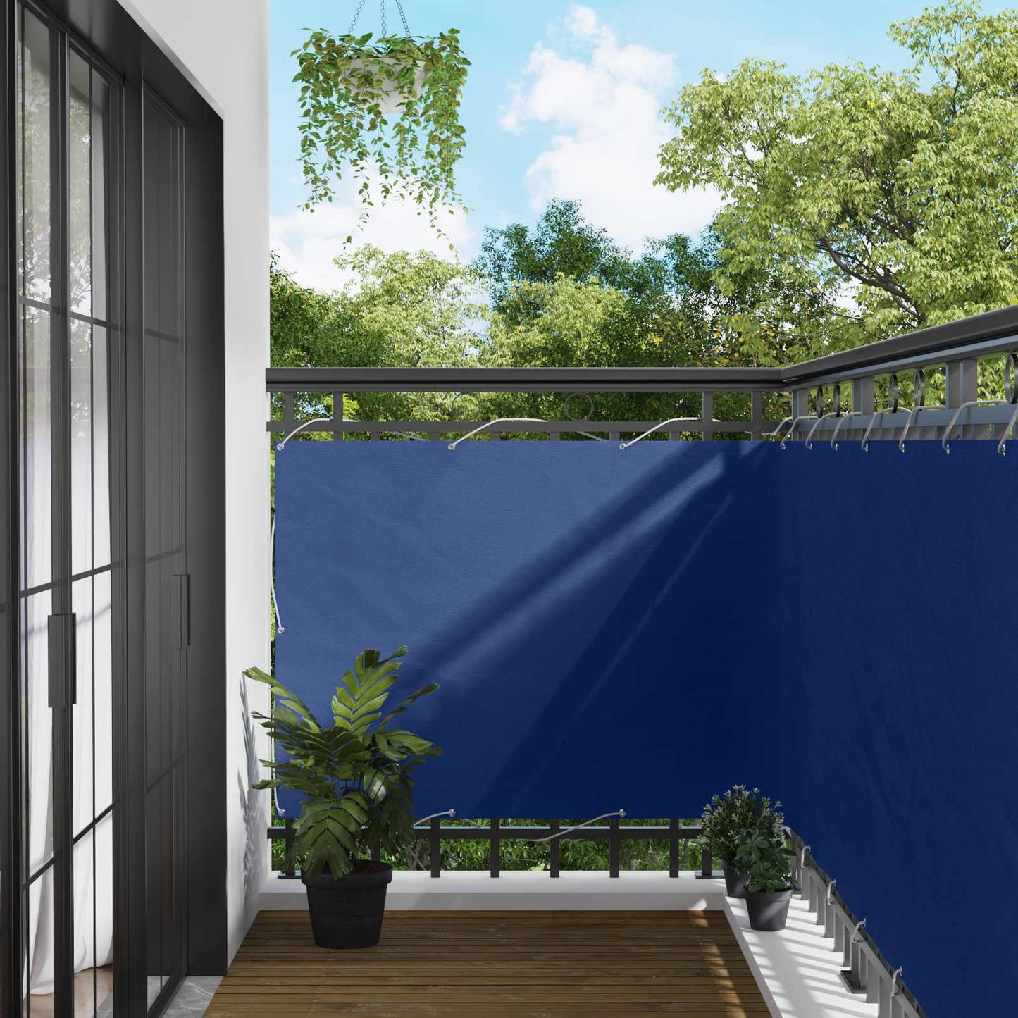 Balkong Skjerm Blå 120 x 200 cm PU-belagt oxford alu vidaXL
