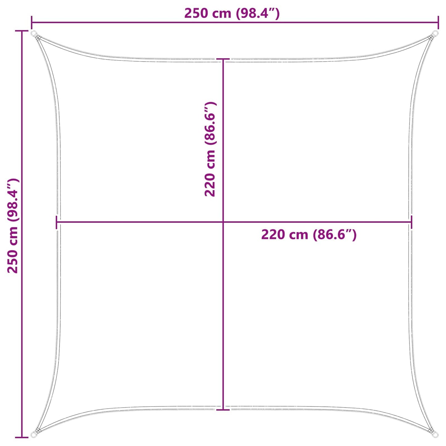 Solskygge seil Gul og hvit 2,5 x 2,5 m 100% polyester Oxford