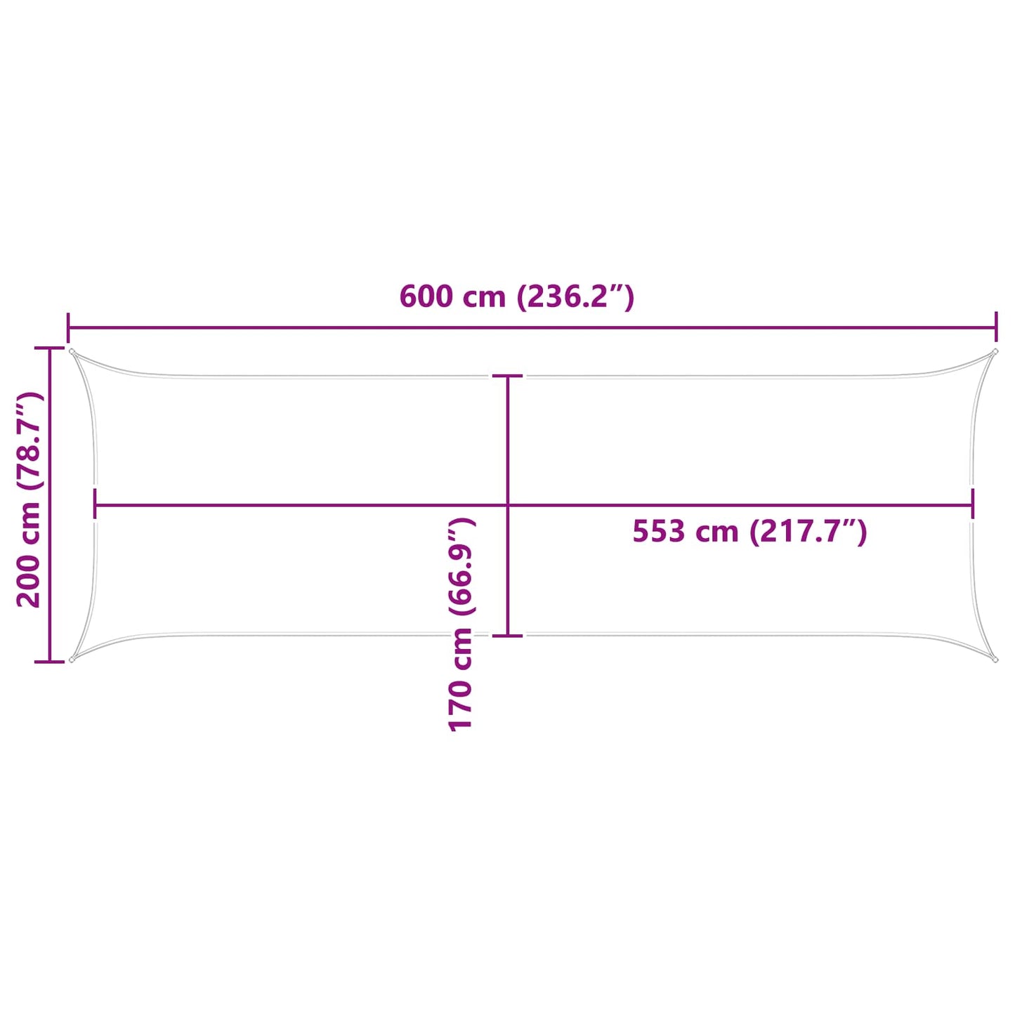 Solskygge seil Gul og hvit 6 x 2 m 100% polyester Oxford
