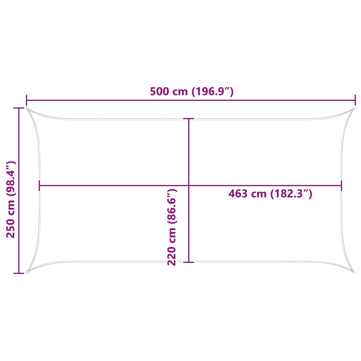 Solskygge seil Gul og hvit 5 x 2,5 m 100% polyester Oxford
