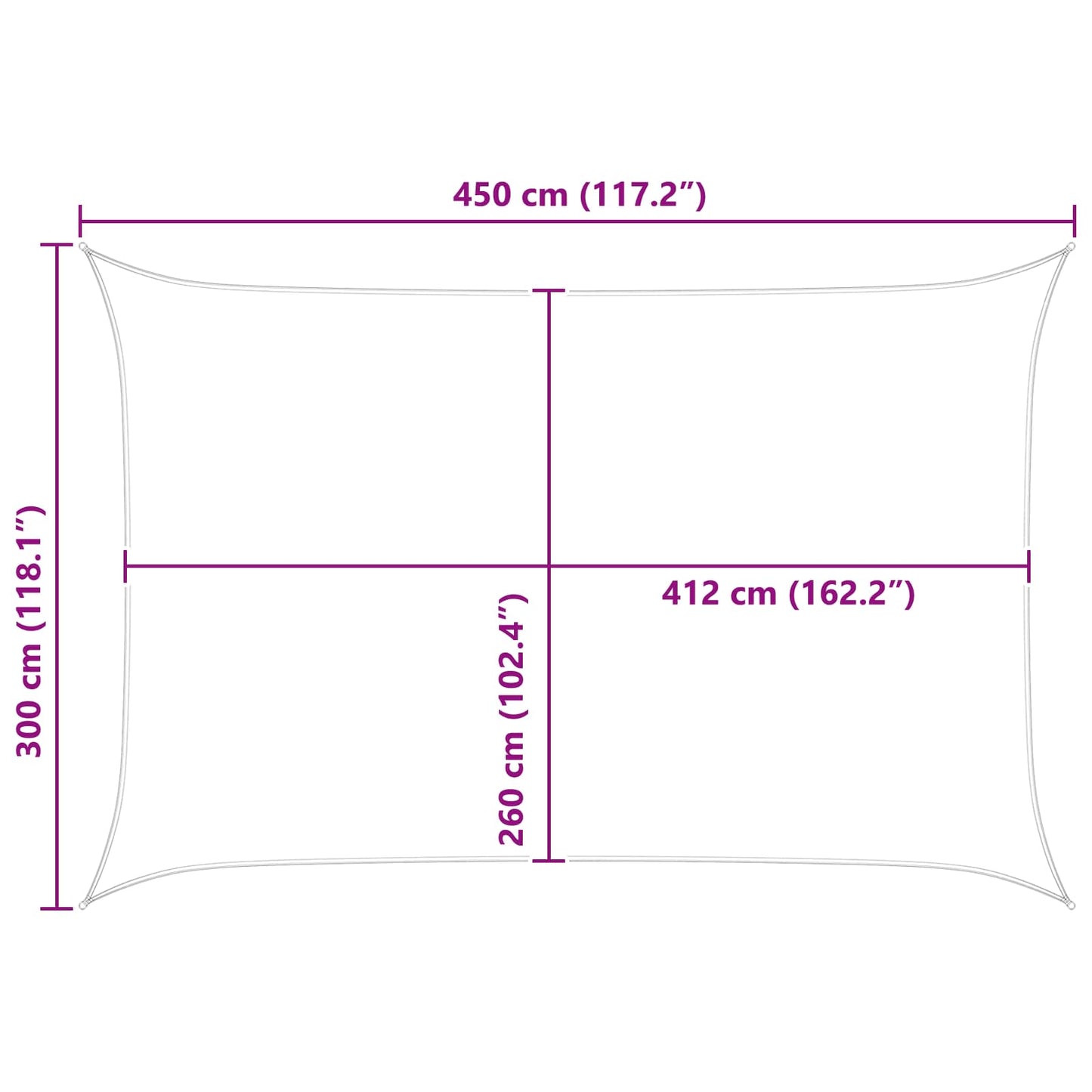 Solskygge seil Blå og hvit 4,5 x 3 m 100% polyester Oxford