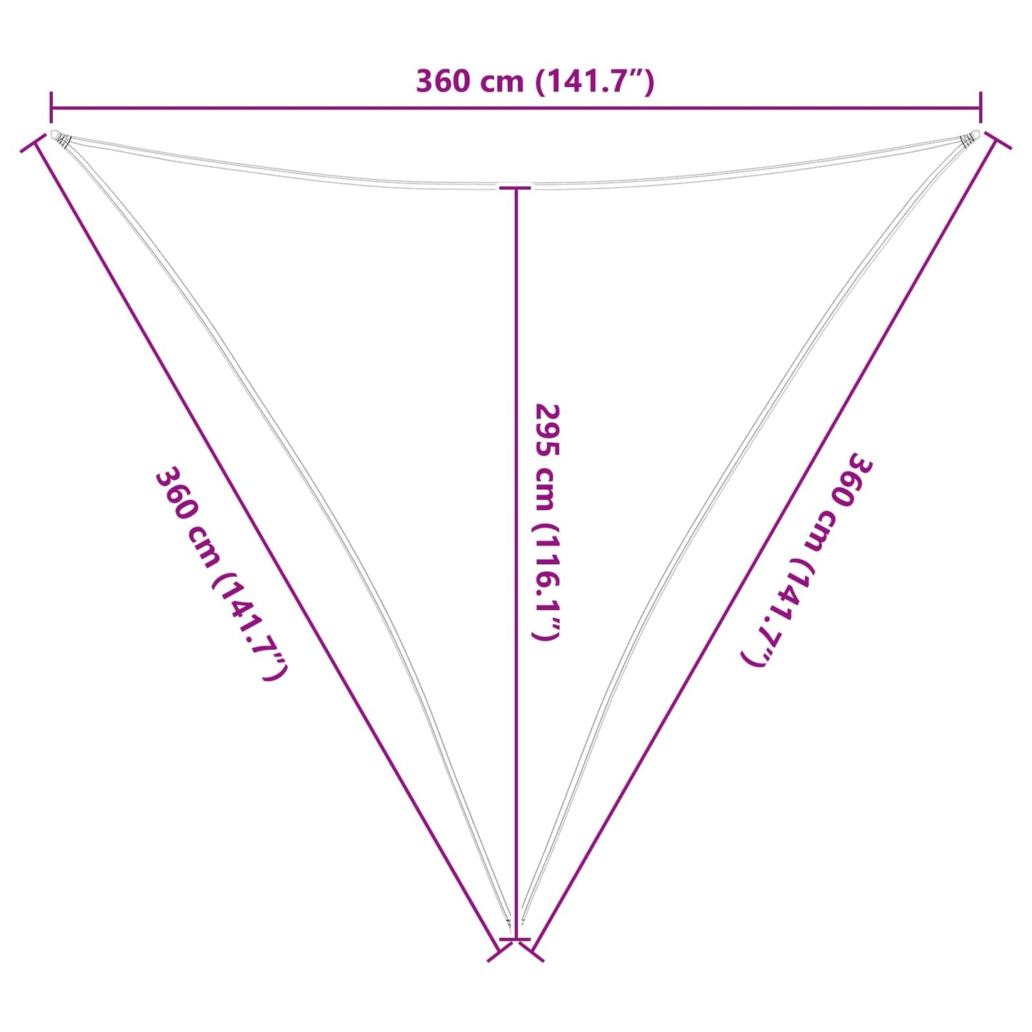 Solskygge seil Lys Grå og Hvit 3,6 x 3,6 x 3,6 m