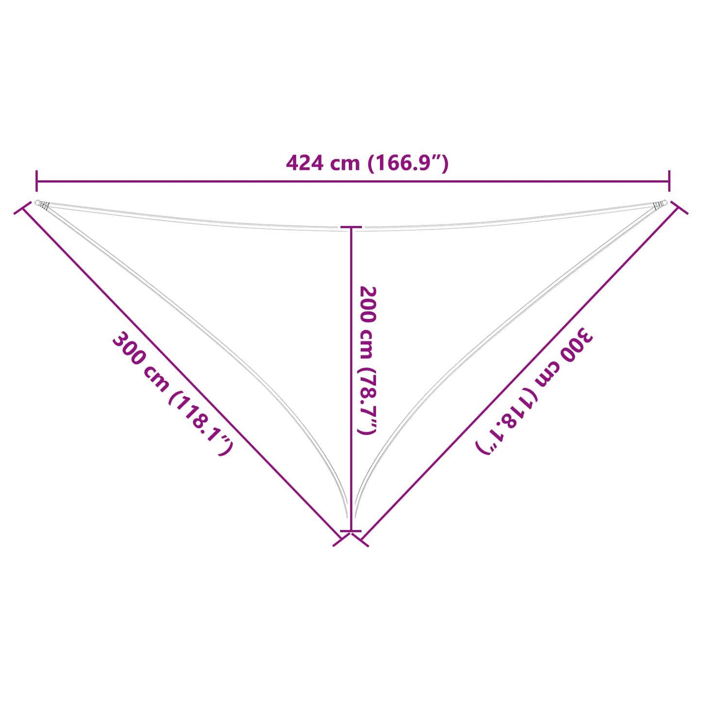 Solskygge seil Lys Grå og Hvit 3 x 3 x 4,24 m