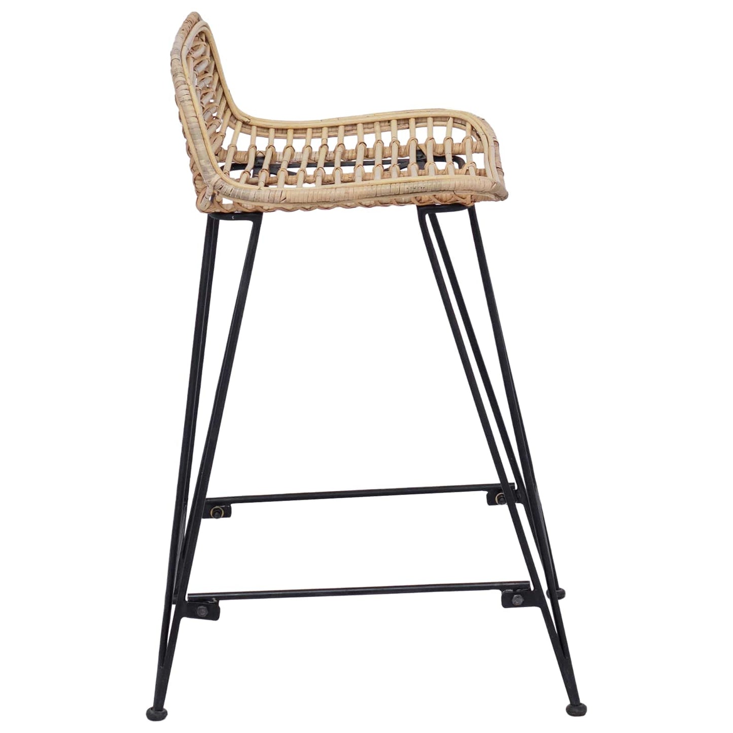 Barstol 2 pcs Naturlig 44 x 45 x 76 cm Rattan og Stål