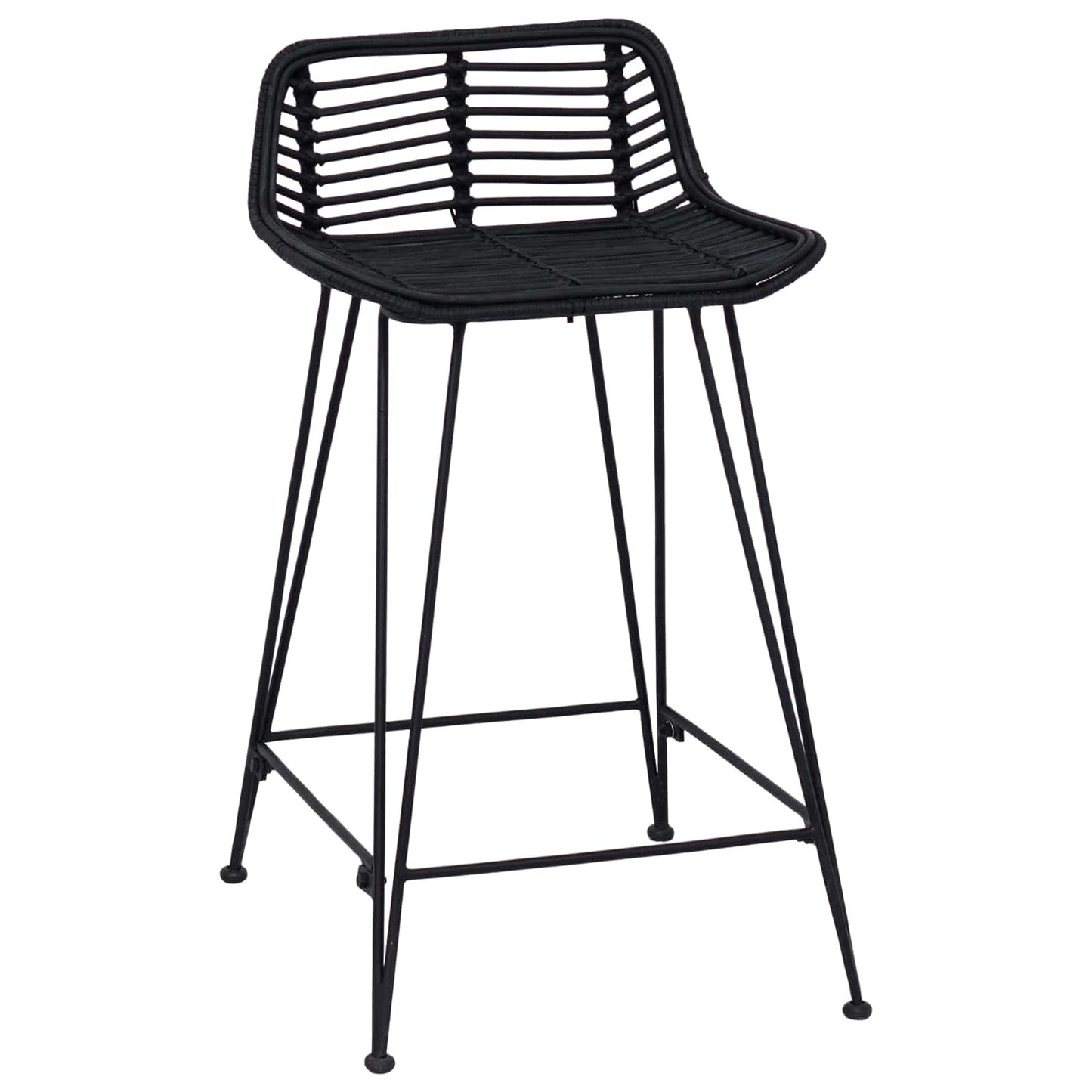 Barstol 2 pcs Svart 44 x 45 x 76 cm Rattan og Stål