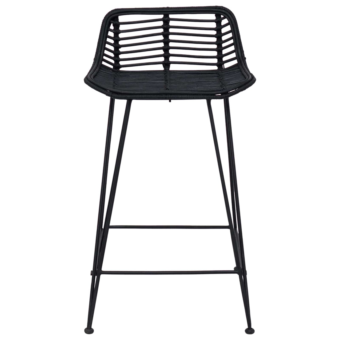 Barstol 2 pcs Svart 44 x 45 x 76 cm Rattan og Stål
