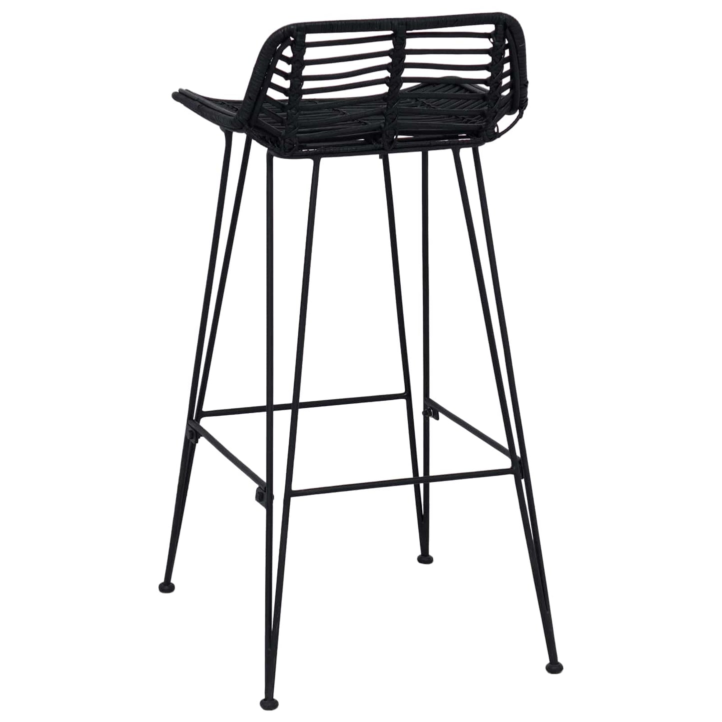 Barstol 2 pcs Svart 44 x 46 x 91 cm Rattan og Stål