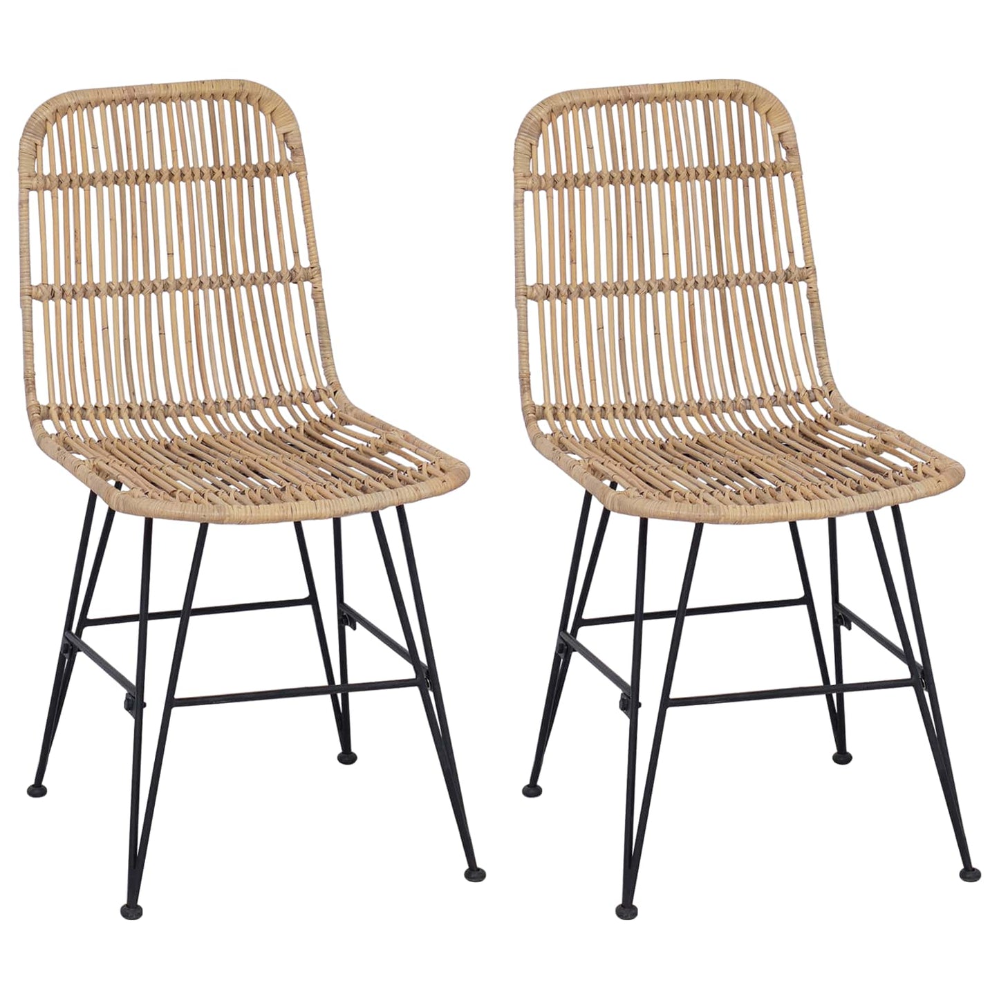 Spisestol 2 pcs Naturlig 41 x 55 x 85 cm Rattan og Stål