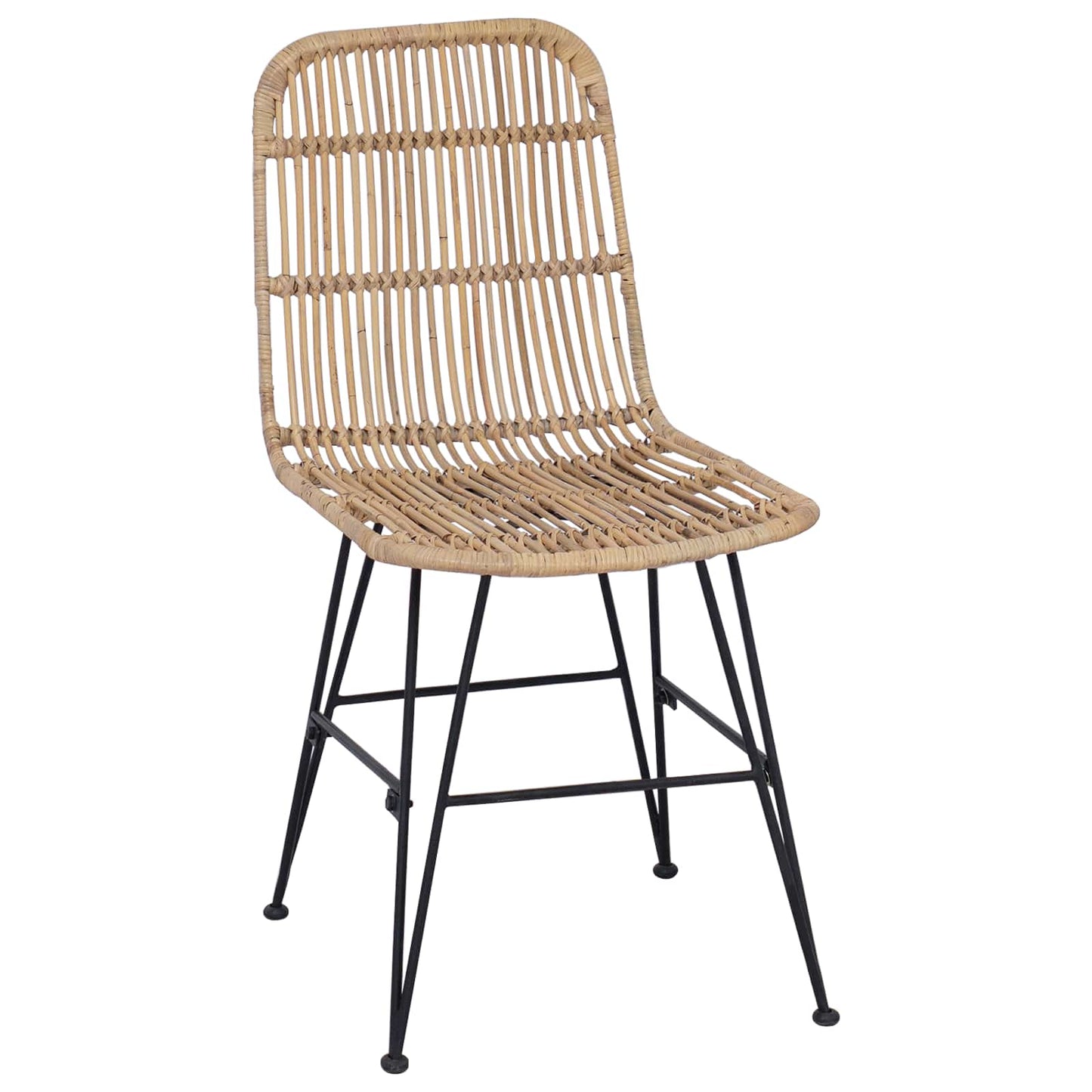 Spisestol 2 pcs Naturlig 41 x 55 x 85 cm Rattan og Stål