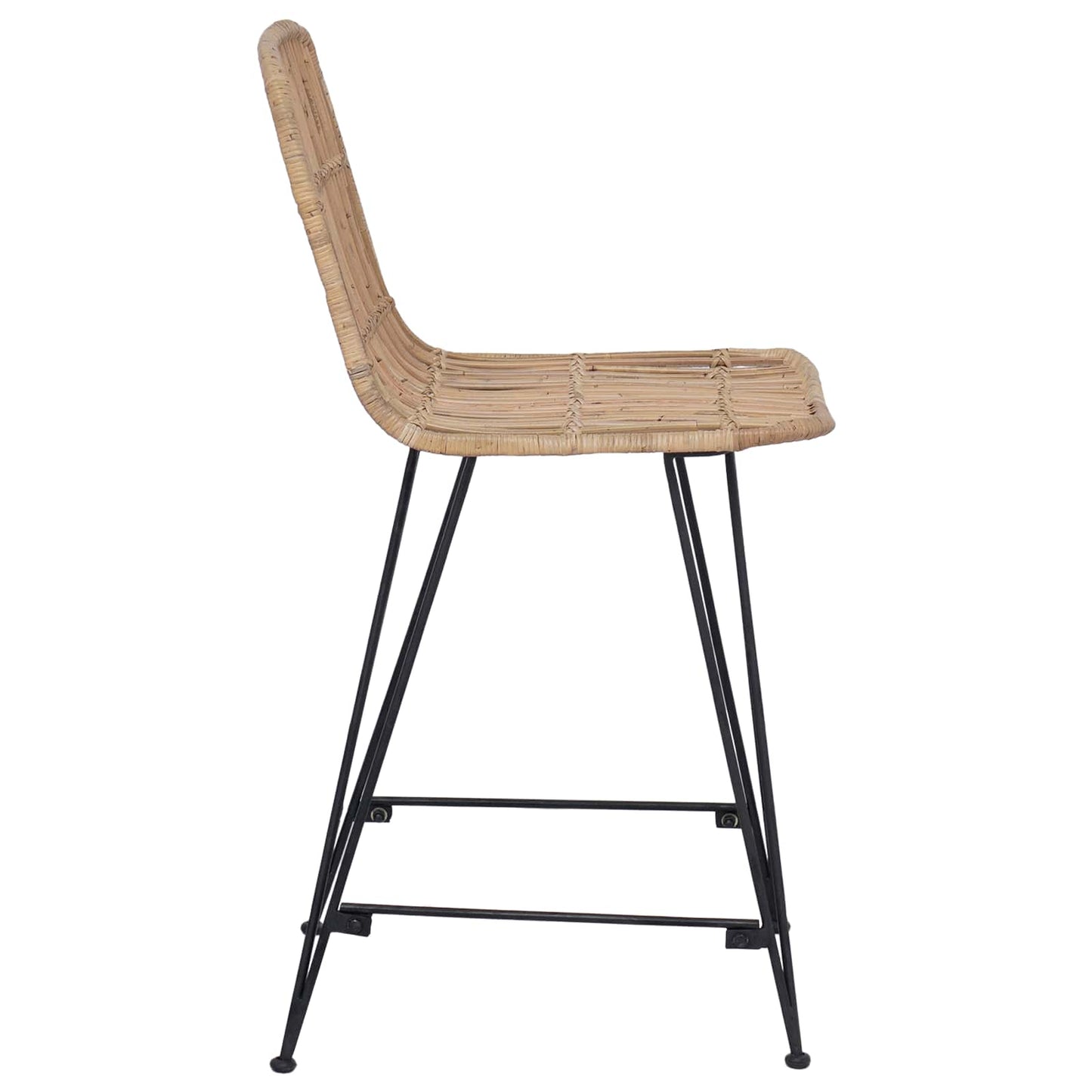 Barstol 2 pcs Naturlig 44 x 54 x 96 cm Rattan og Stål