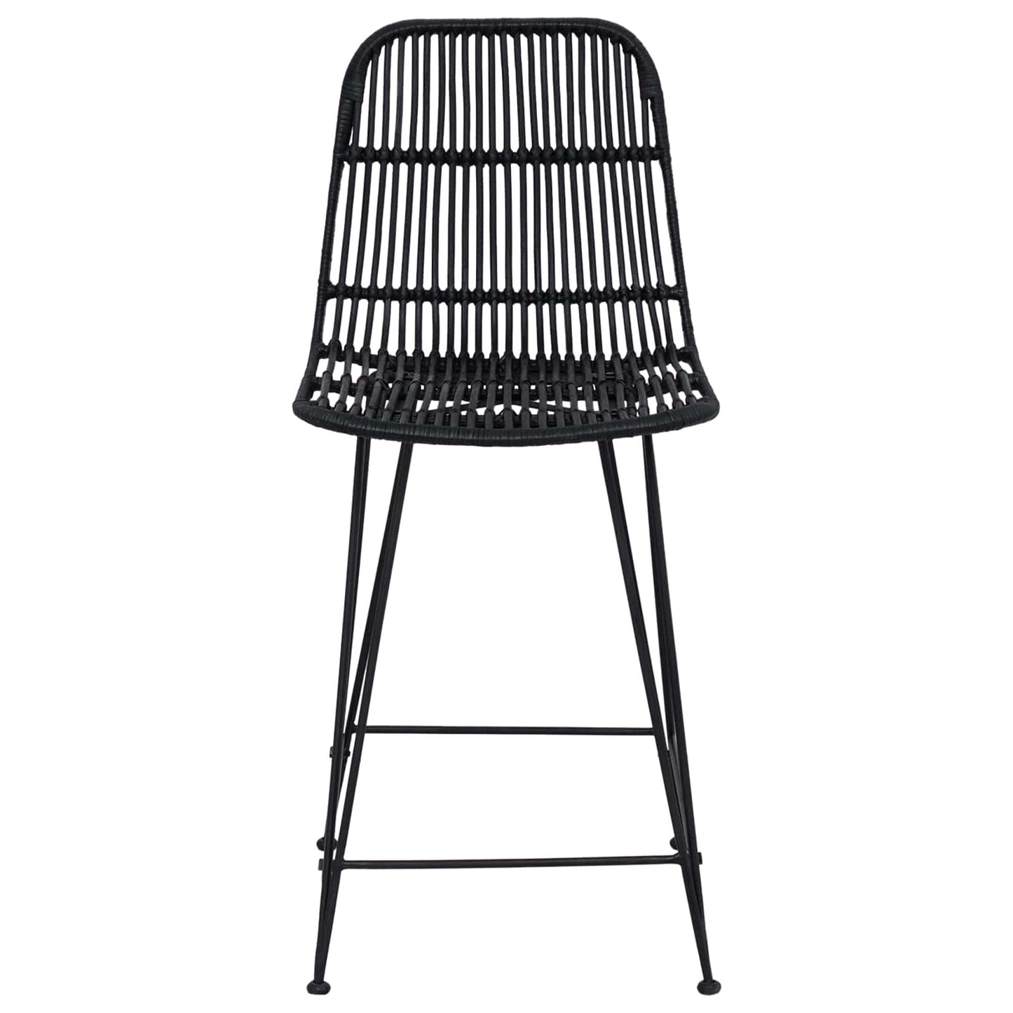 Barstol 2 pcs Svart 44 x 54 x 96 cm Rattan og Stål