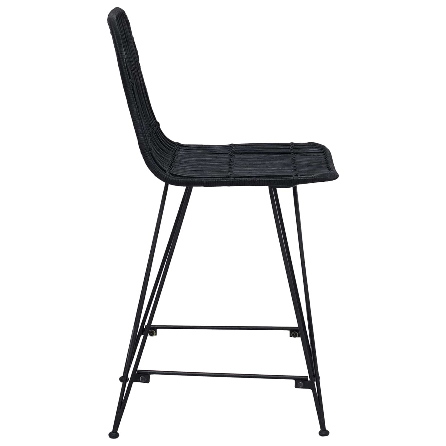 Barstol 2 pcs Svart 44 x 54 x 96 cm Rattan og Stål