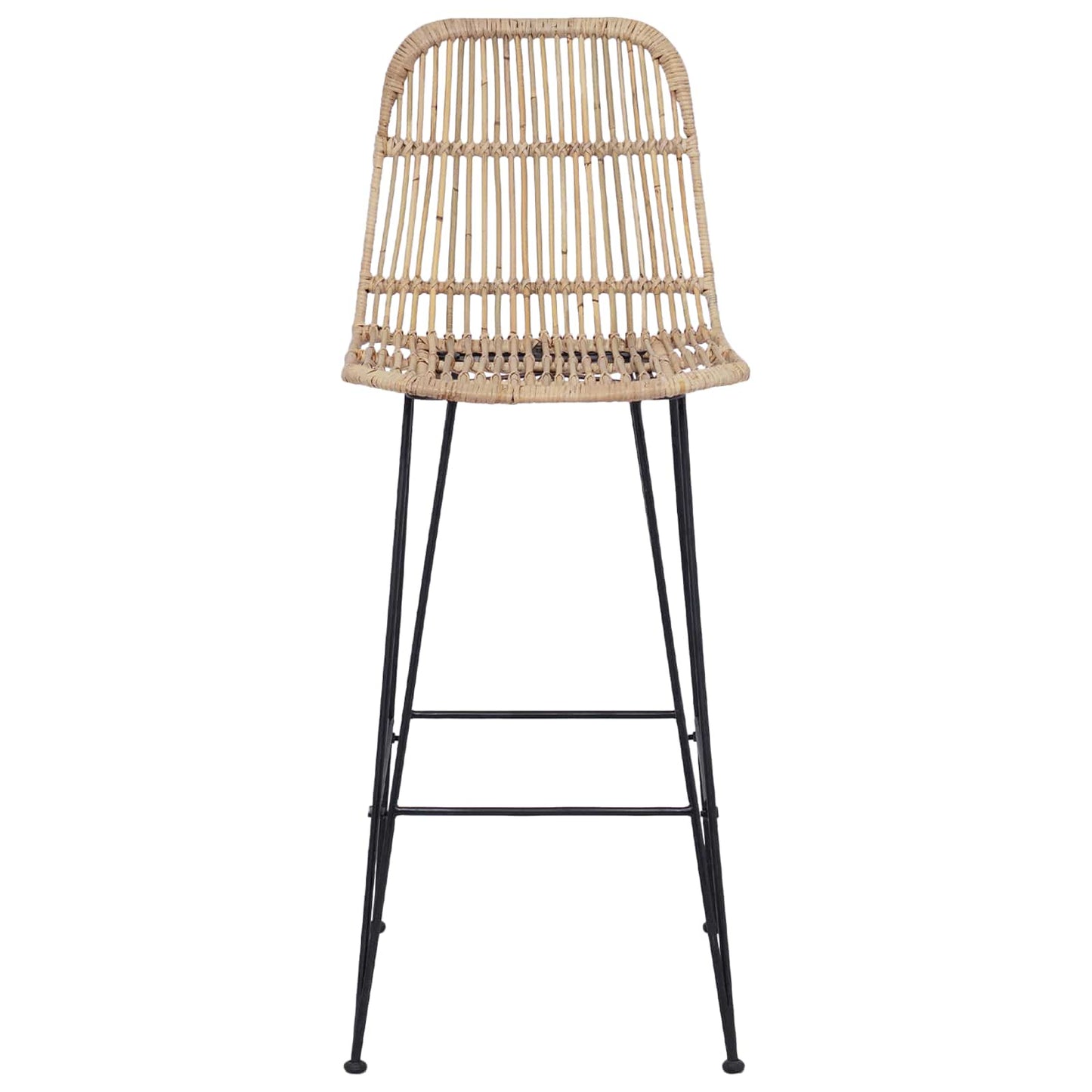 Barstol 2 pcs Naturlig 44 x 55 x 109 cm Rattan og Stål