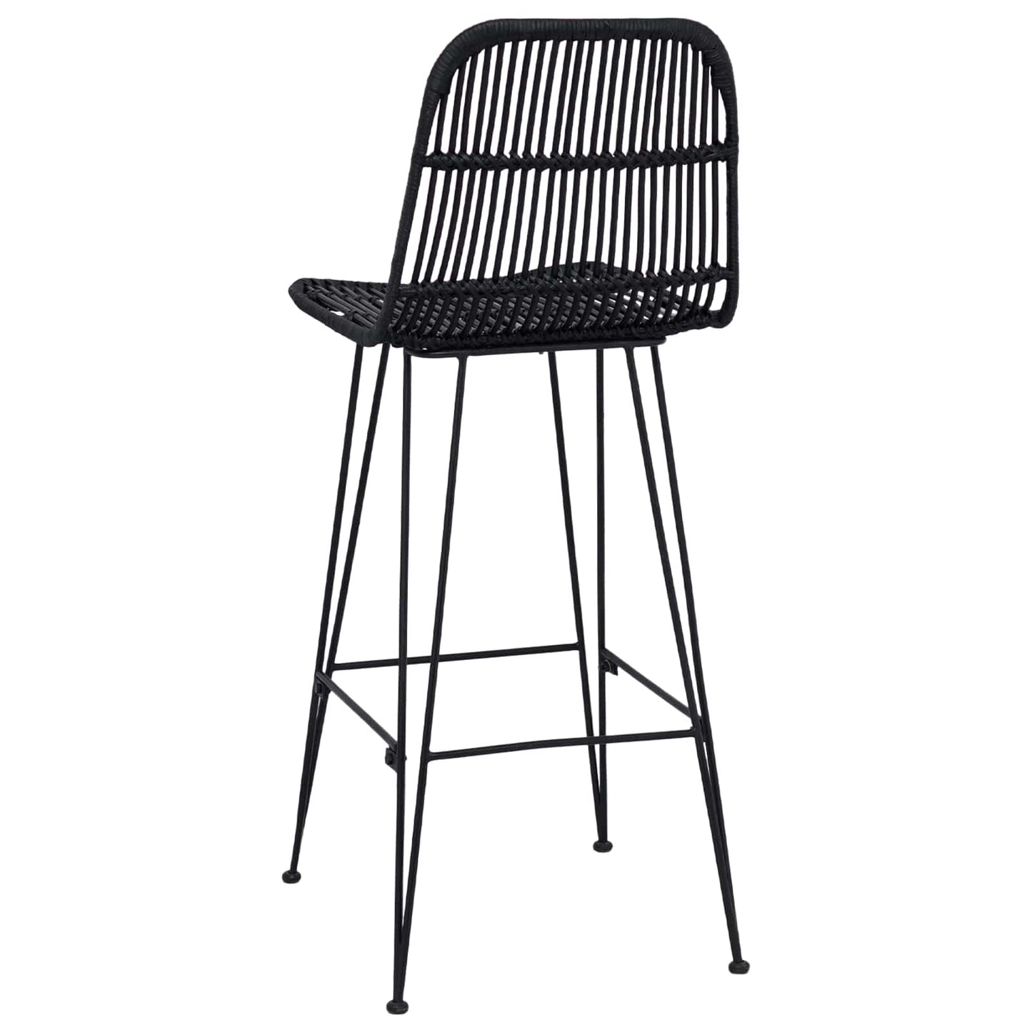 Barstol 2 pcs Svart 44 x 55 x 109 cm Rattan og Stål