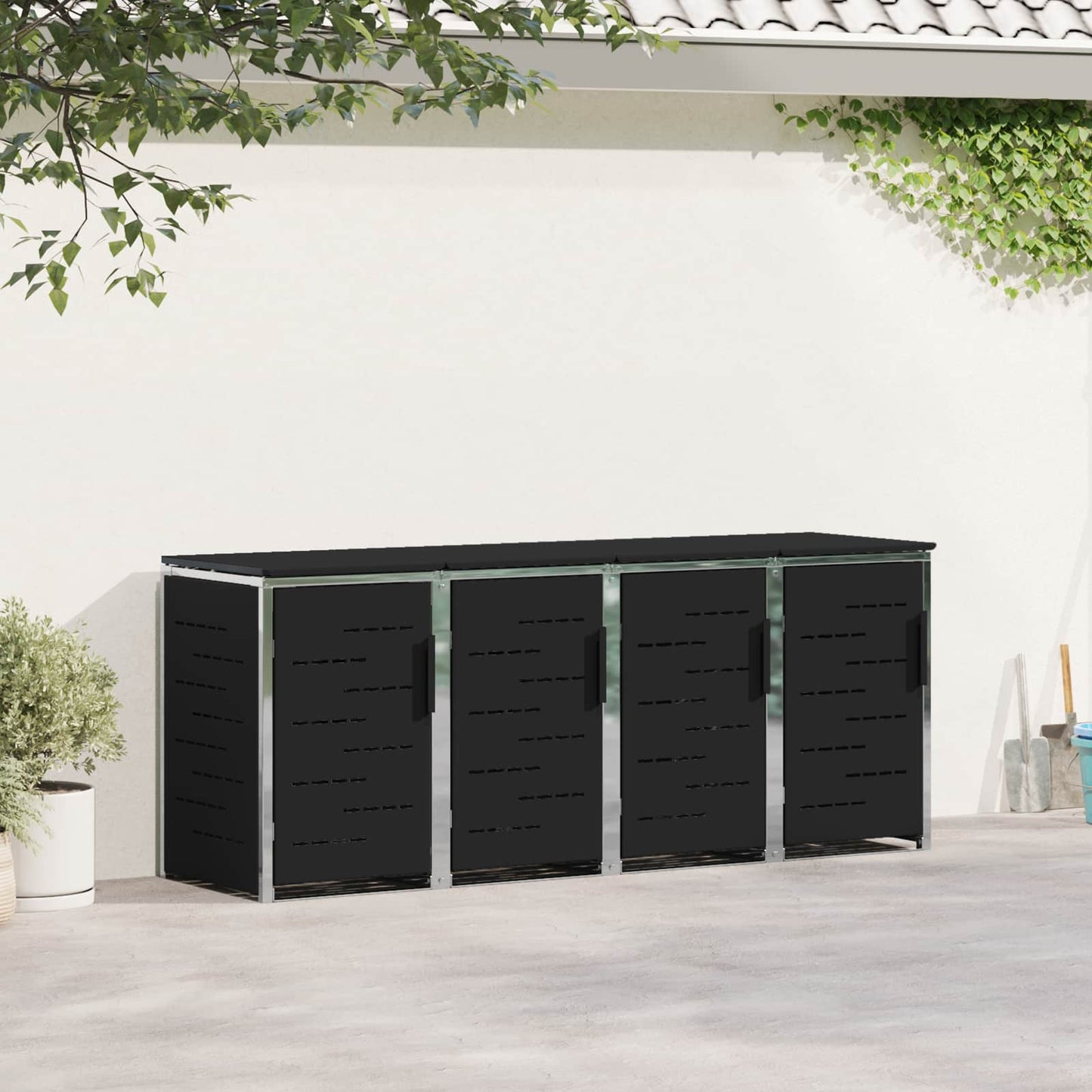 Avfallsbeholderoppbevaring Svart 276 x 77,5 x 112,5 cm