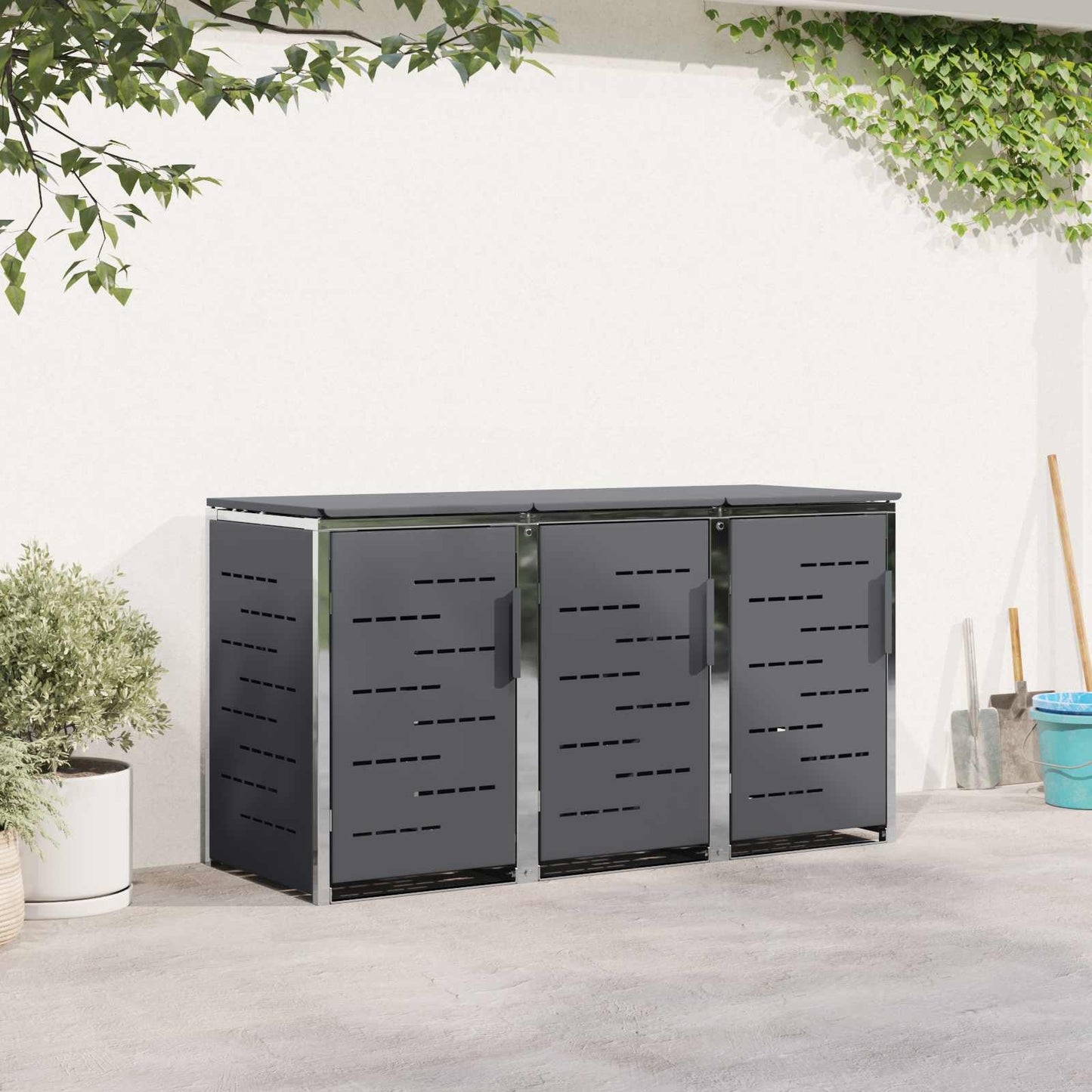 Avfallsbeholderoppbevaring Antrasitt 207 x 77,5 x 112,5 cm