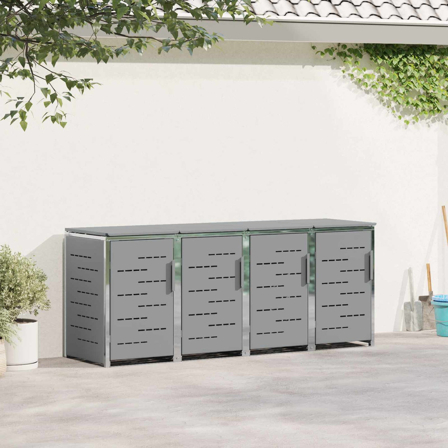 Avfallsbeholderoppbevaring Grå 276 x 77,5 x 112,5 cm