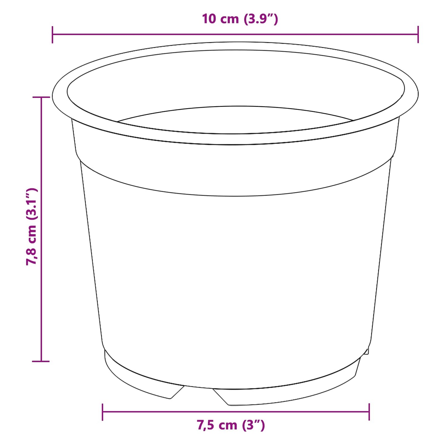 Rund Blomsterpotte 100 pcs Terrakotta Ø 10 x 8 cm Plast