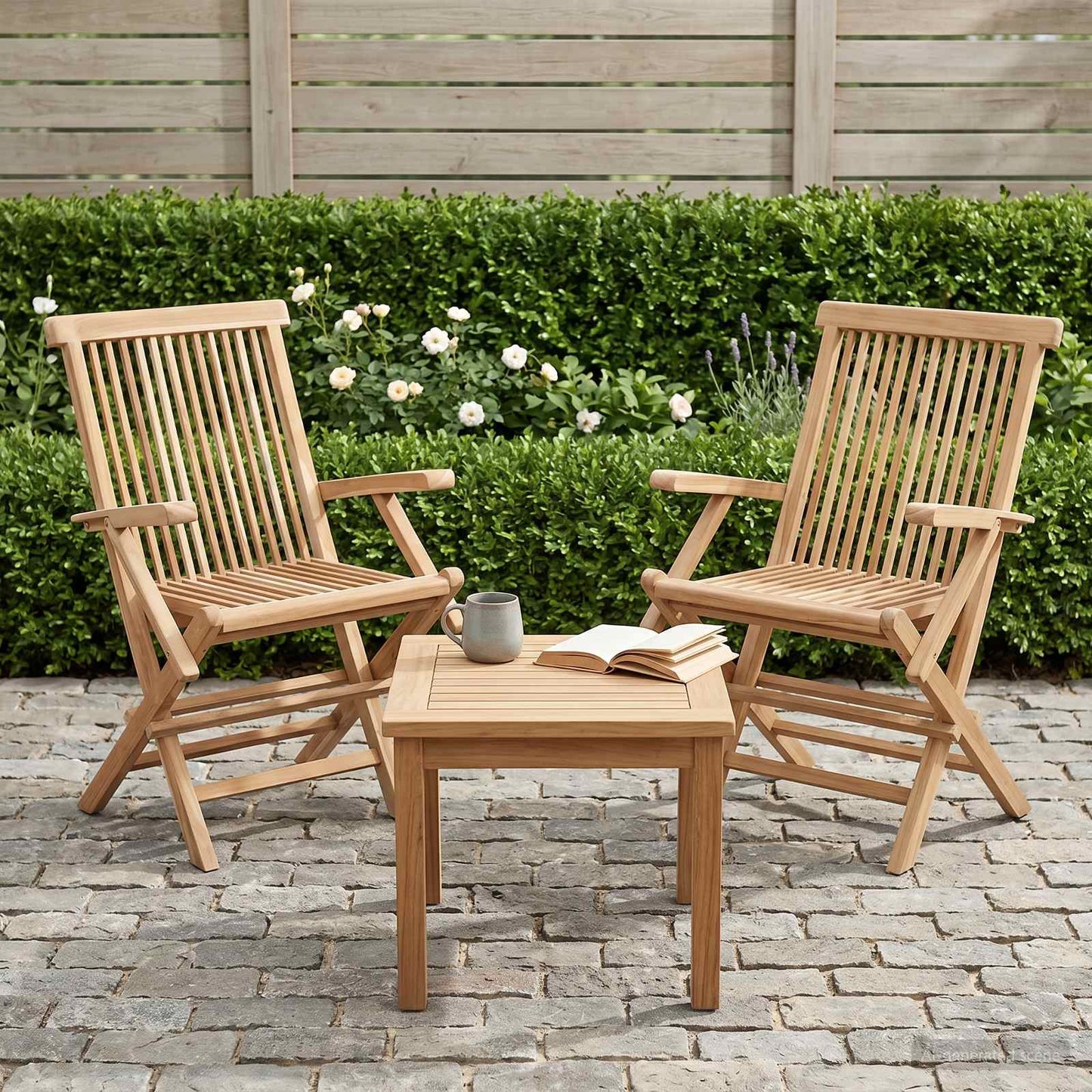 Foldbar Hage Stol 2 pcs Naturlig Massivt Teaktre