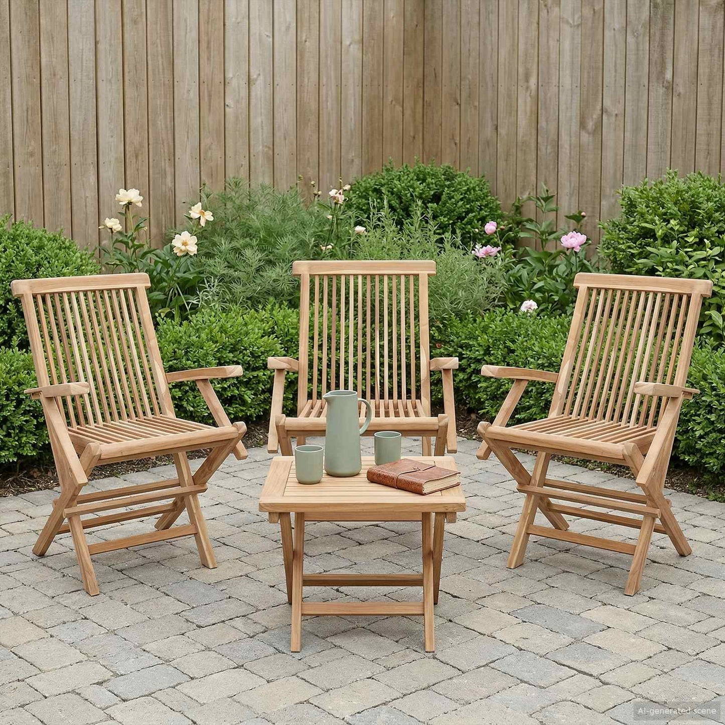 Foldbar Hage Stol 3 stk. Naturlig Massivt Teaktre