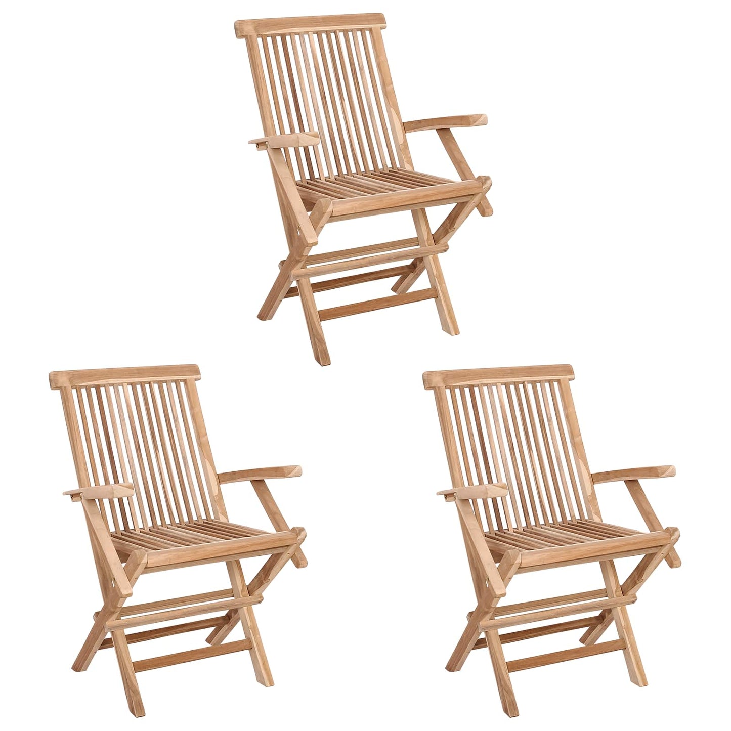 Foldbar Hage Stol 3 pcs Naturlig Massivt Teaktre
