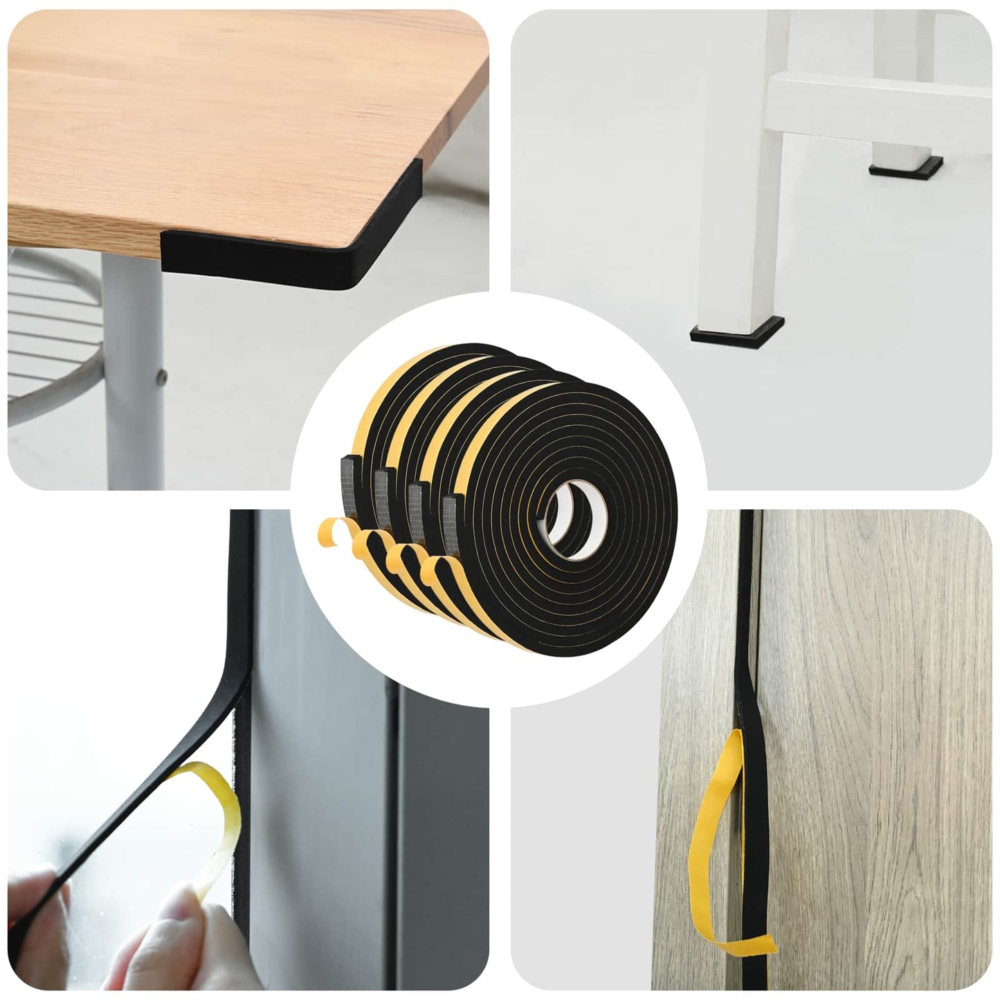 Selvklebende skum tape 4 stk. Svart 20mm x 5m CR skum