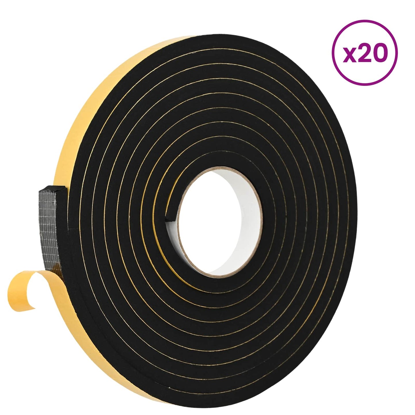 Selvklebende skum tape 20 stk. Svart 20mm x 5m CR skum