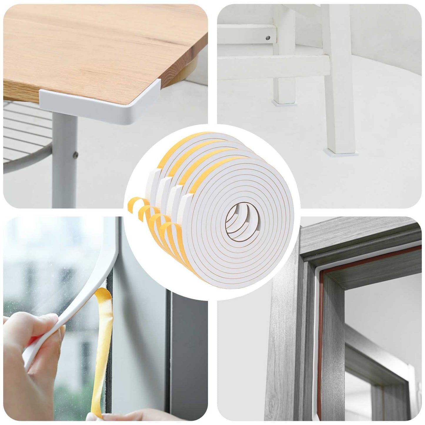 Selvklebende skum tape 4 stk. Hvit 15 mm x 5 m CR skum