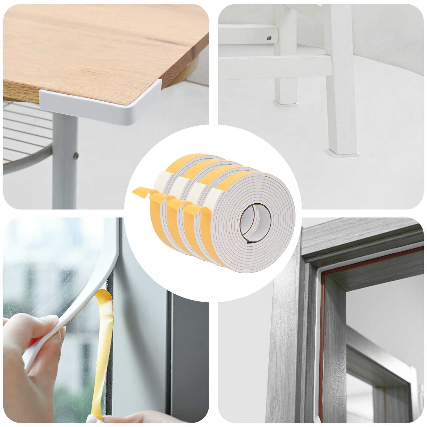 Selvklebende skum tape 4 stk. Hvit 40mm x 5m CR skum